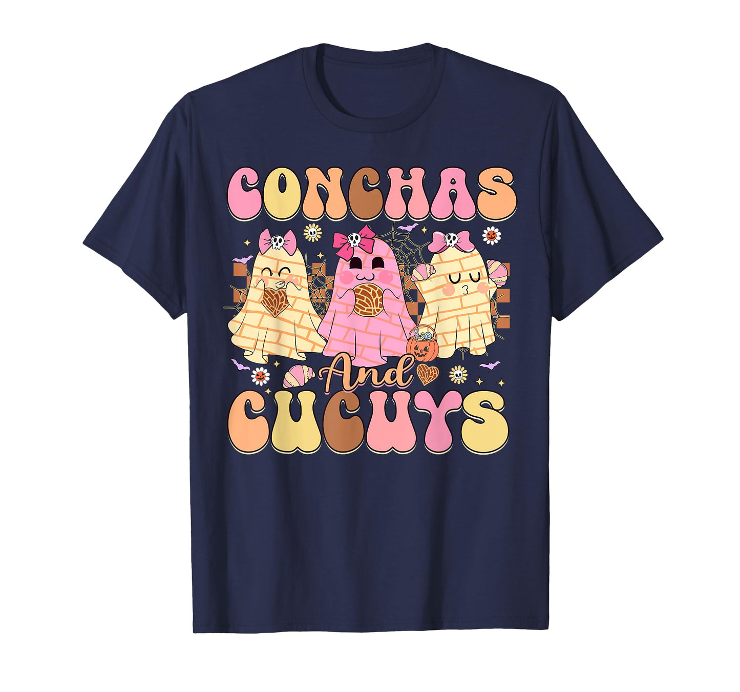 Conchas and Cucuys Mexican Coquette Ghost Halloween T-Shirt