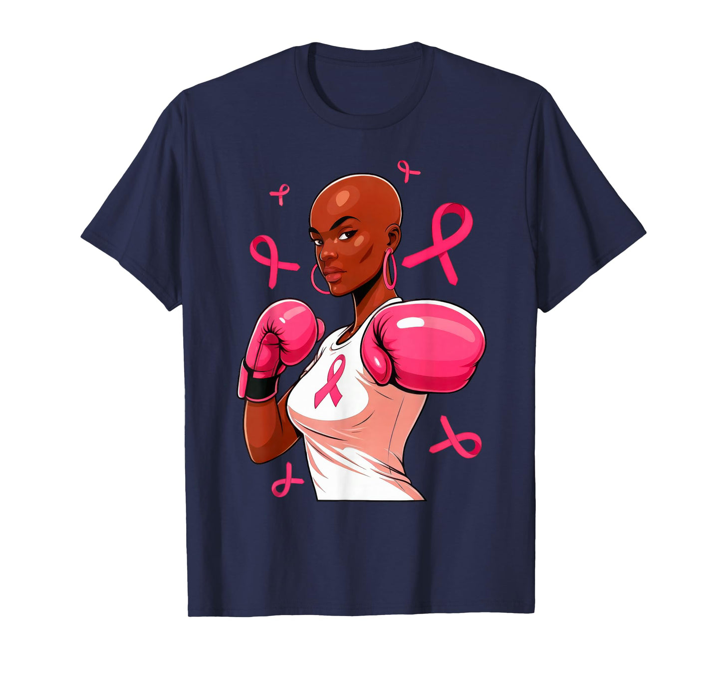 Black Women Fight Breast Cancer Awareness Pink Ribbon T-Shirt