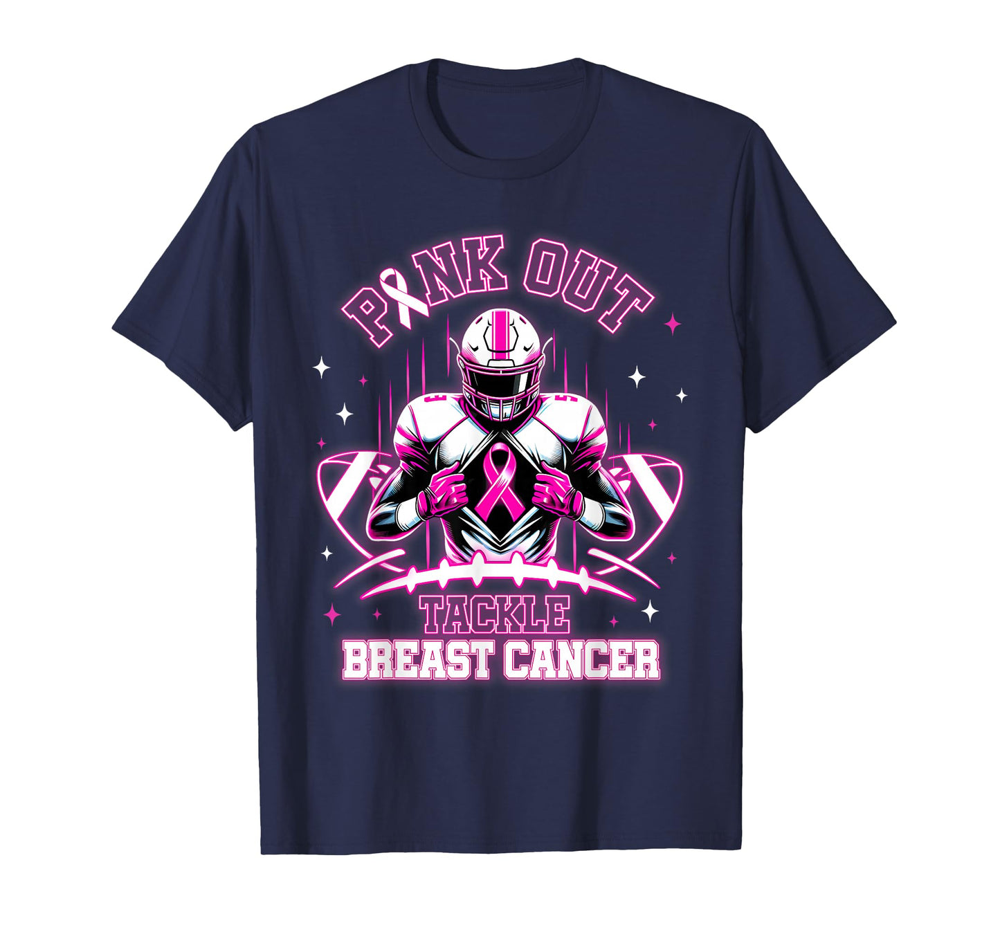 Pink Out Tackle Breast Cancer Awareness Football Player T-Shirt