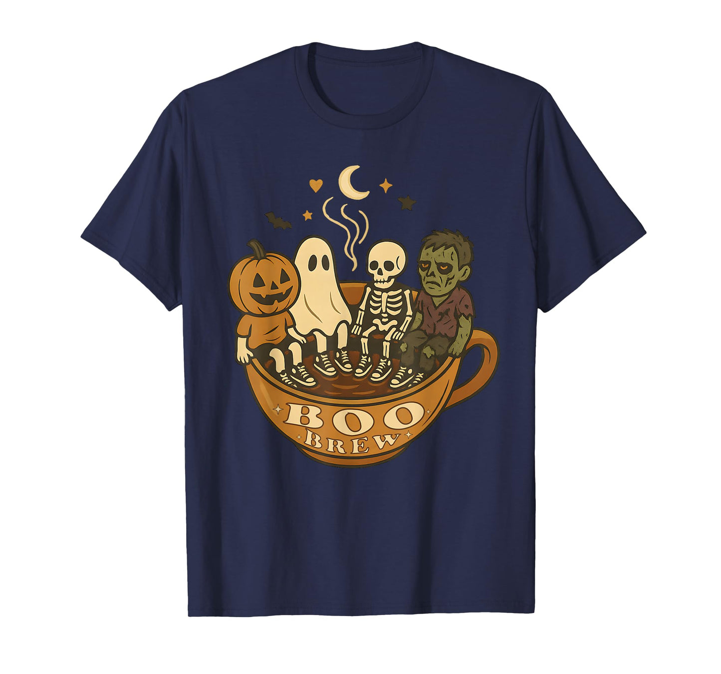 Boo Brew Halloween Barista Coffee Ghost Zombie Skeleton Cute T-Shirt