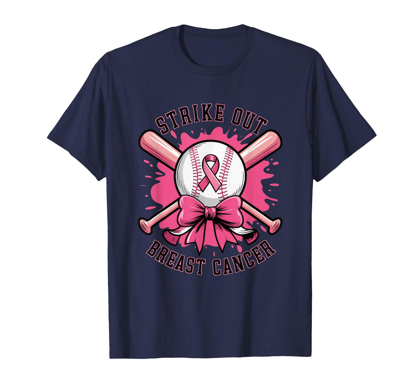Strike Out Breast Cancer Baseball Pink T-Shirt