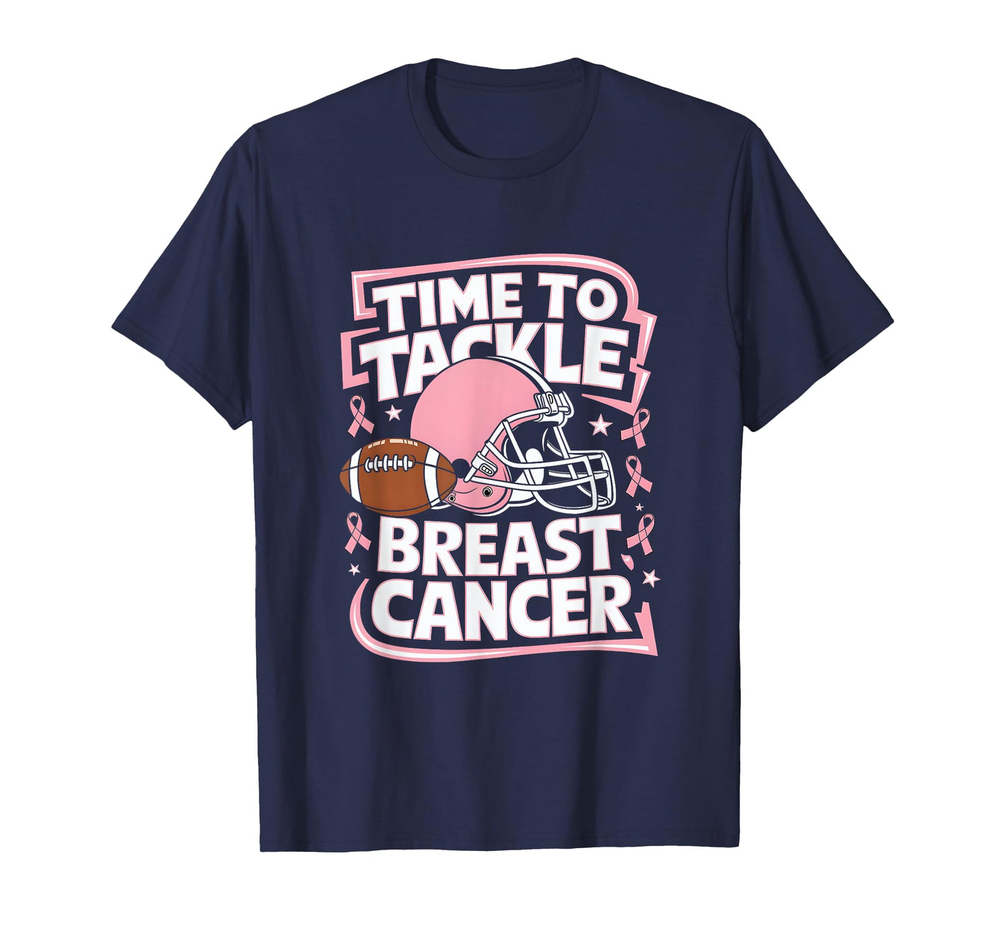 Tackle Football Breast Cancer Awareness Pink Ribbon Boys Kid T-Shirt