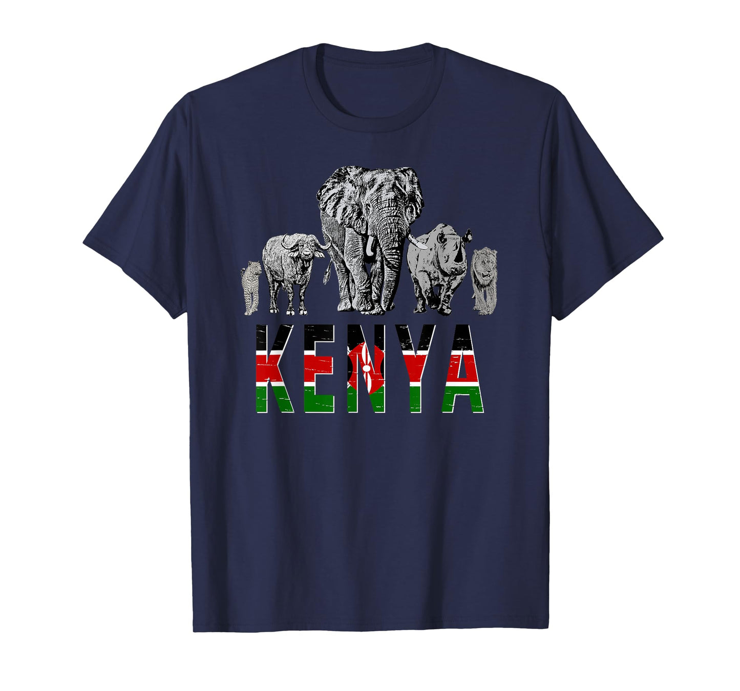 Big Five Kenya Pride Wildlife Artwork for Kenya Fans T-Shirt