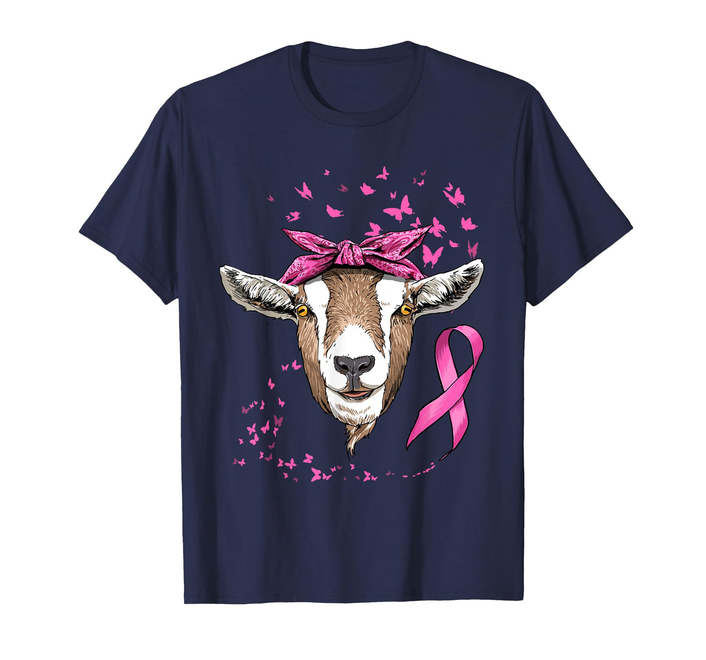 Breast Cancer Awareness Goat Pink Ribbon Cancer Survivor T-Shirt