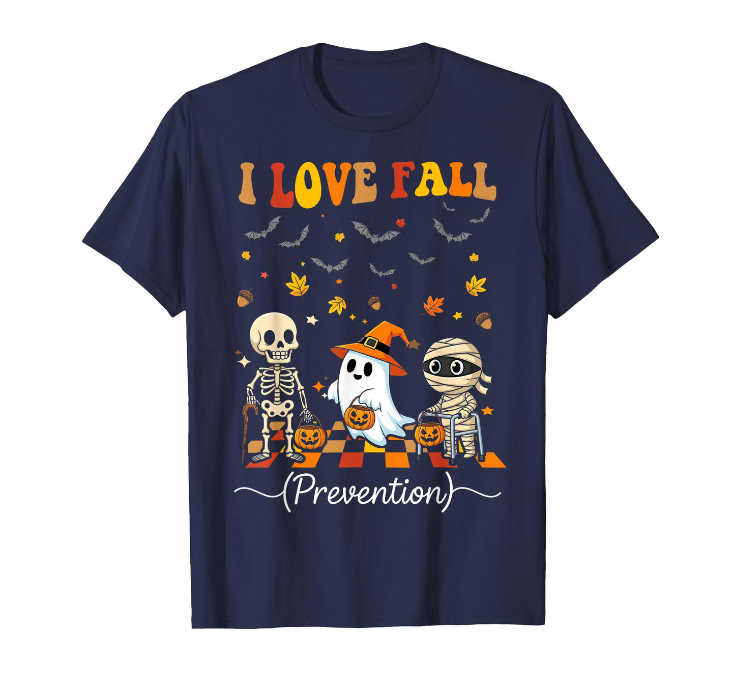 I Love Fall Prevention Physical Therapy Halloween Ghost T-Shirt