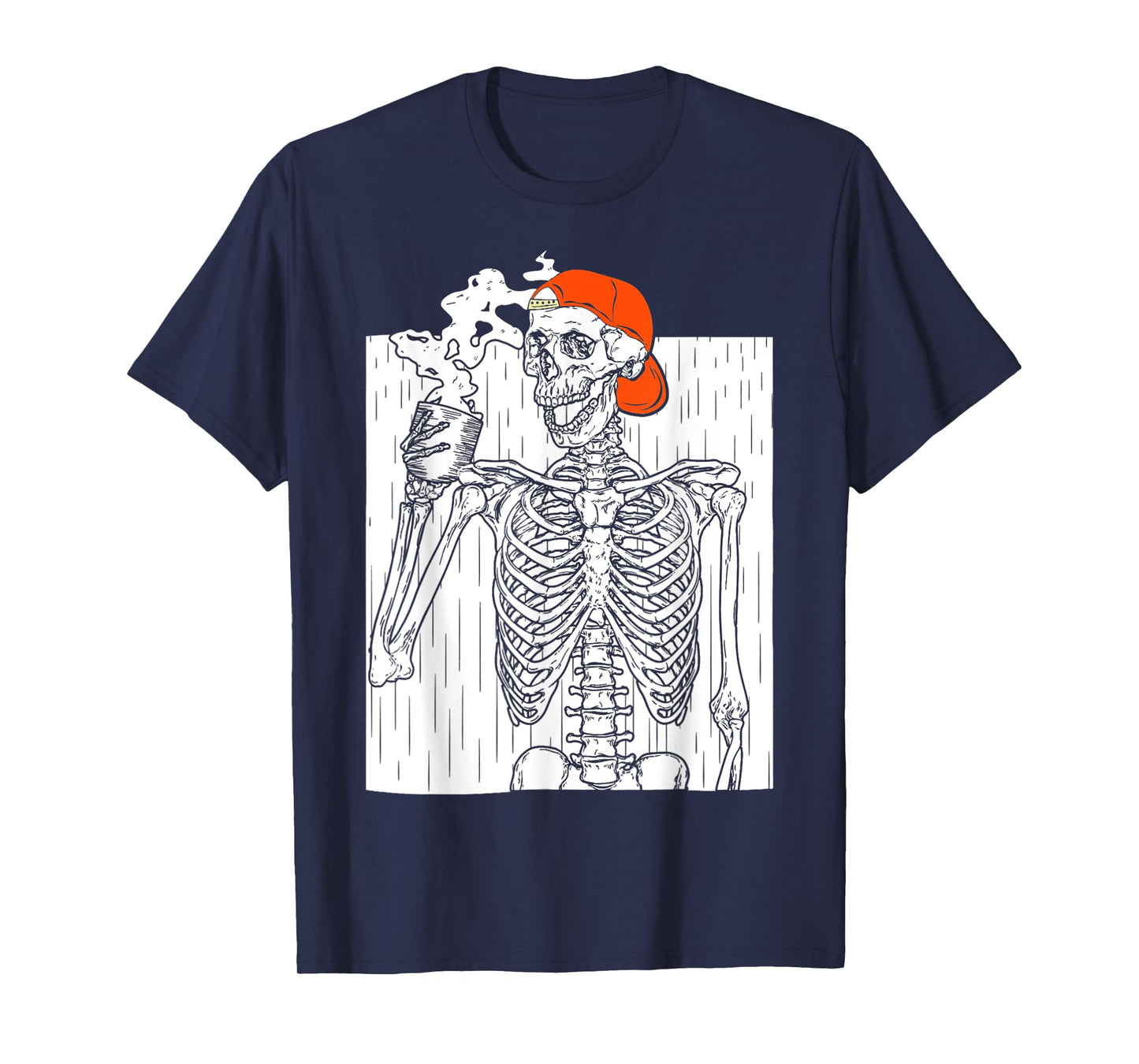 Halloween Skeleton Skull Drinking Coffee Vintage Costumes T-Shirt