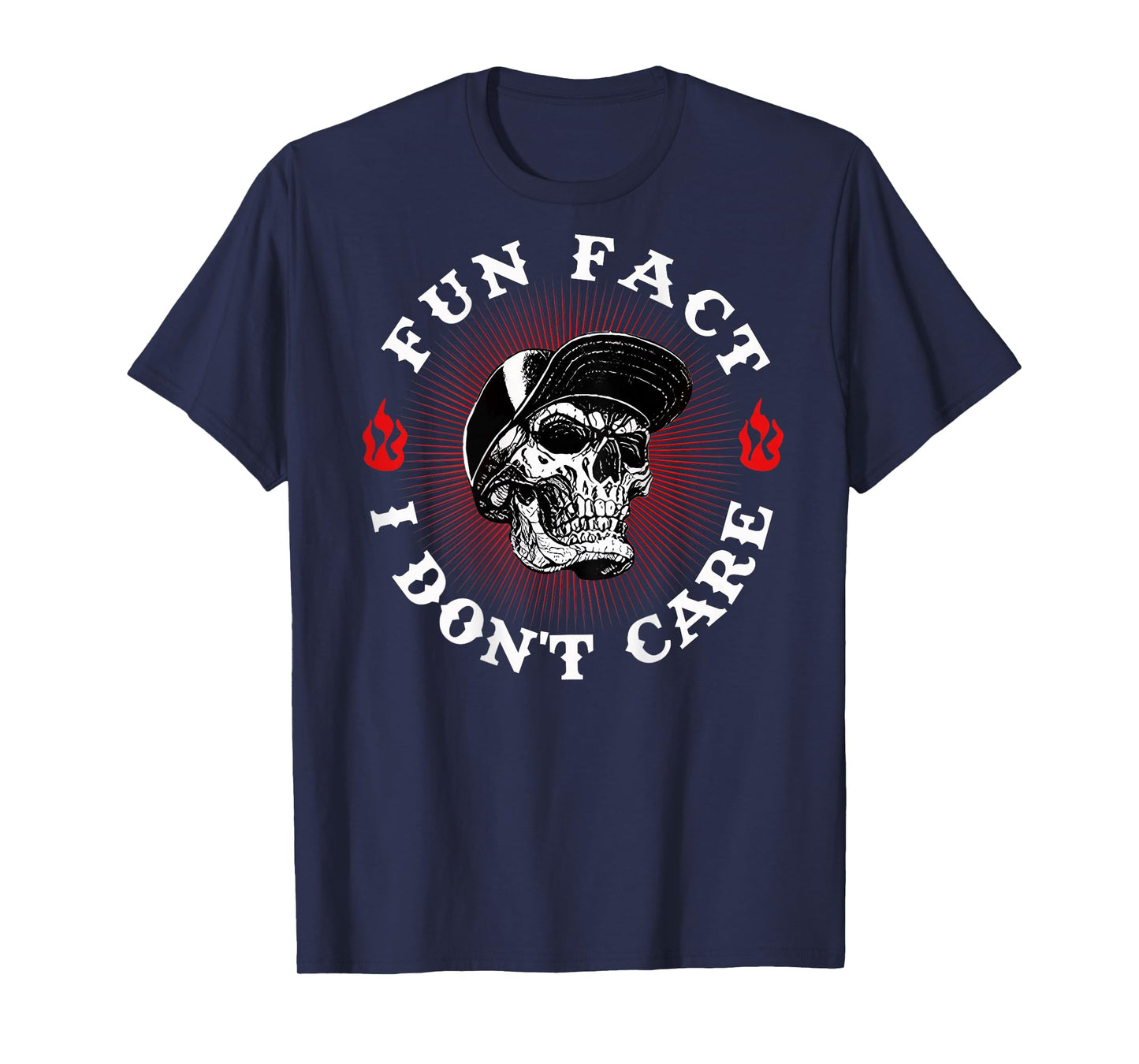 Fun Fact I Don't Care Funny Skeleton Sarcastic (ON Back) T-Shirt