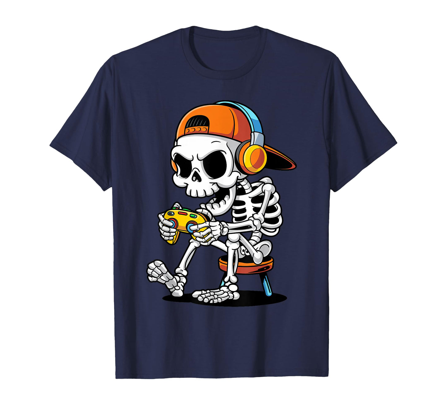 Skeleton Gamer Playing Video Games Halloween Trick or Treat T-Shirt