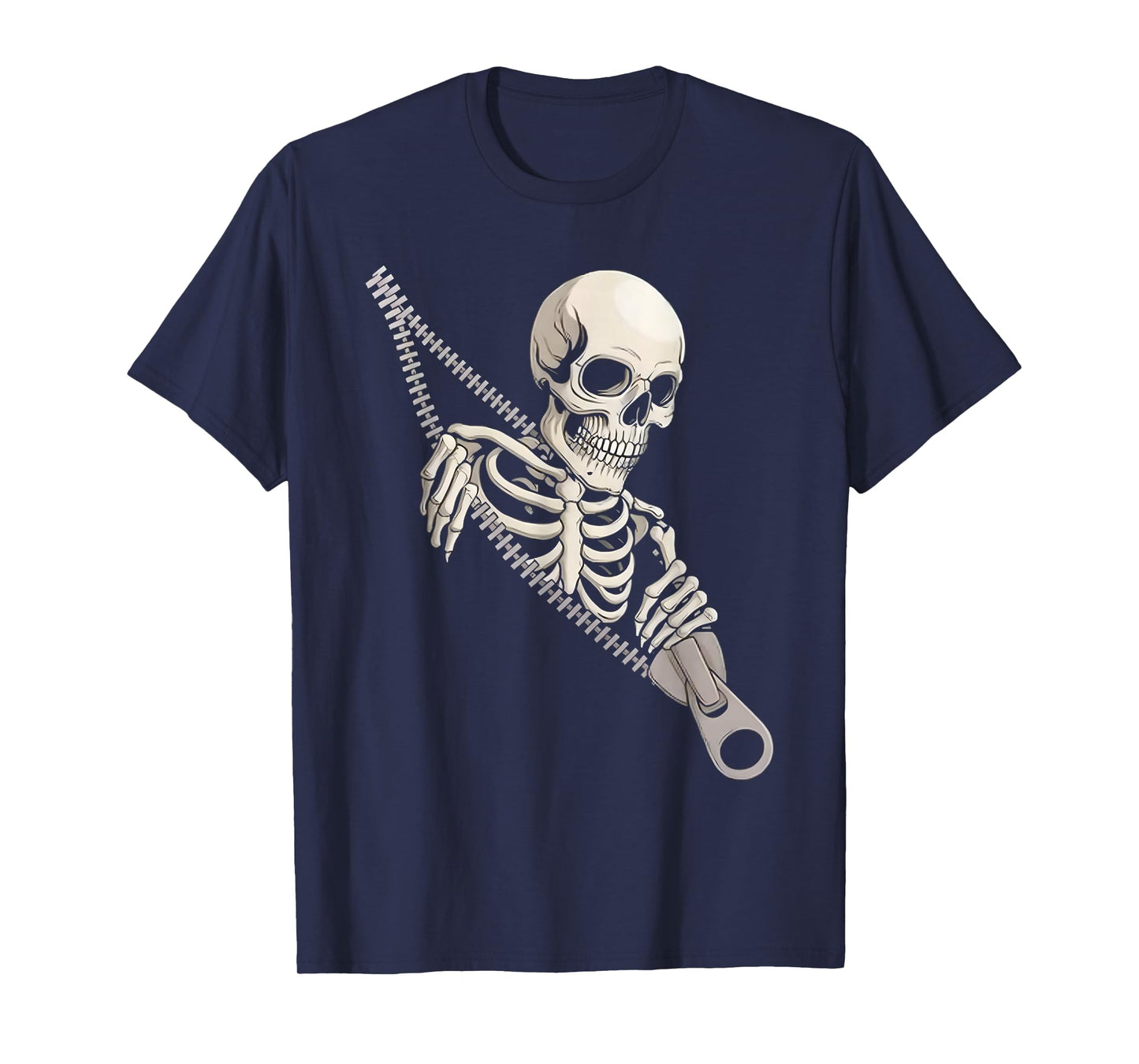 Zipper Skeleton Halloween Bones Creepy Scary Design T-Shirt