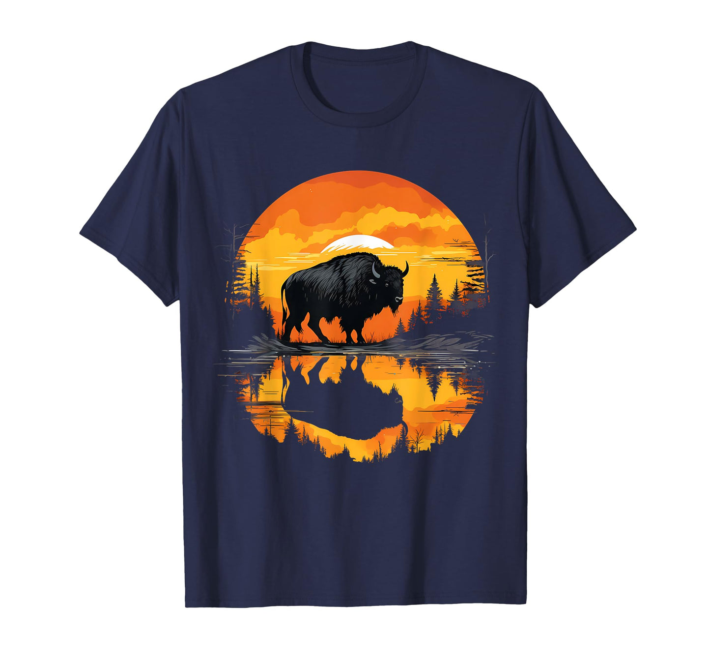 Buffalo Sunset Wildlife Safari Nature Bison Motif Savanna T-Shirt