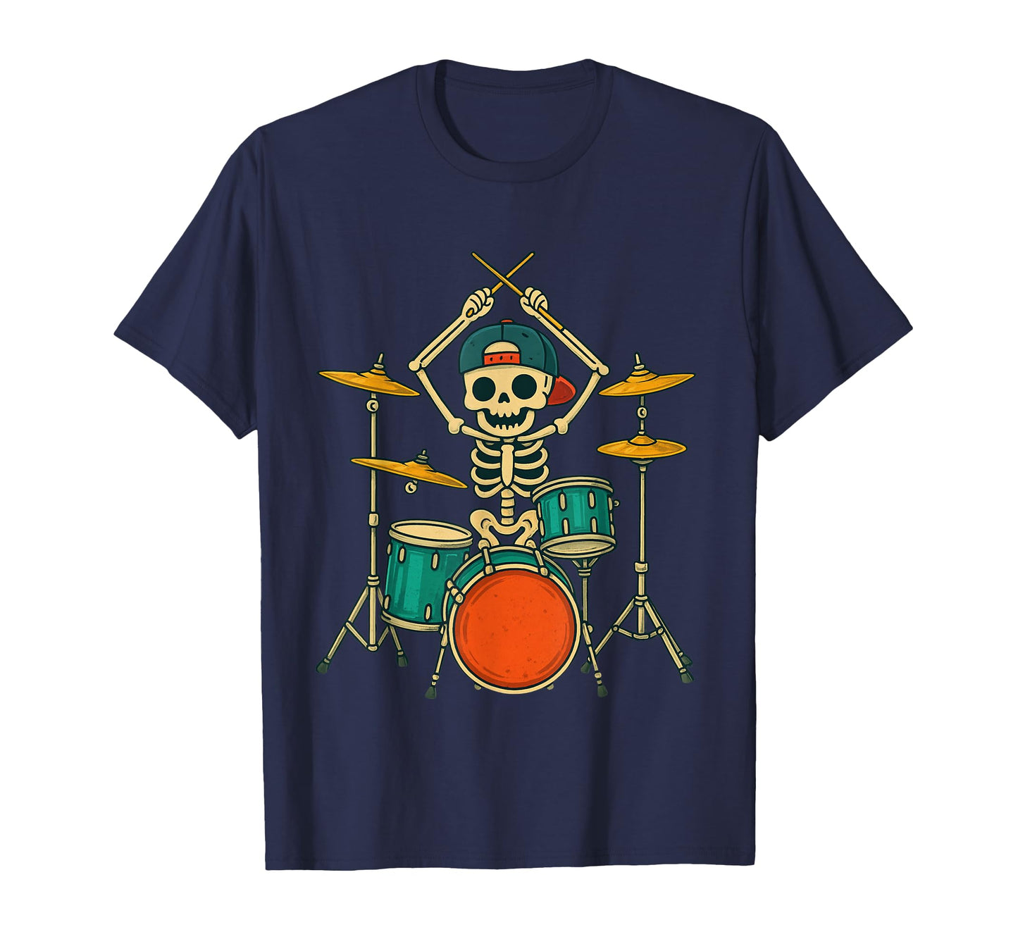 Skeleton Percussionist Drummer Halloween Rock & Roll Music T-Shirt
