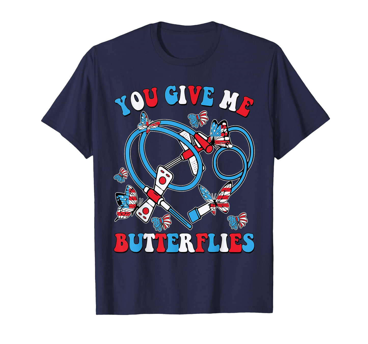 Give Me Butterflies Phlebotomist 4th Of July Phlebotomy Tech T-Shirt