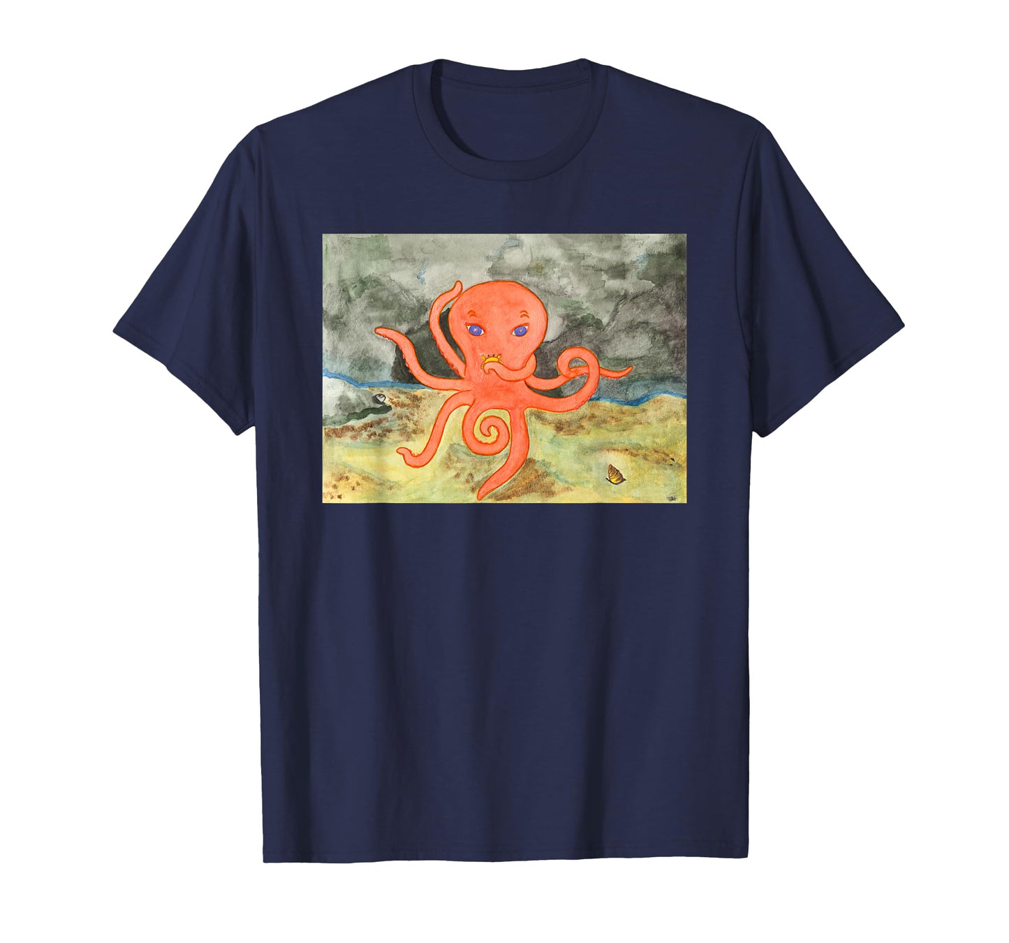 Cartoon Watercolor Octopus T-Shirt
