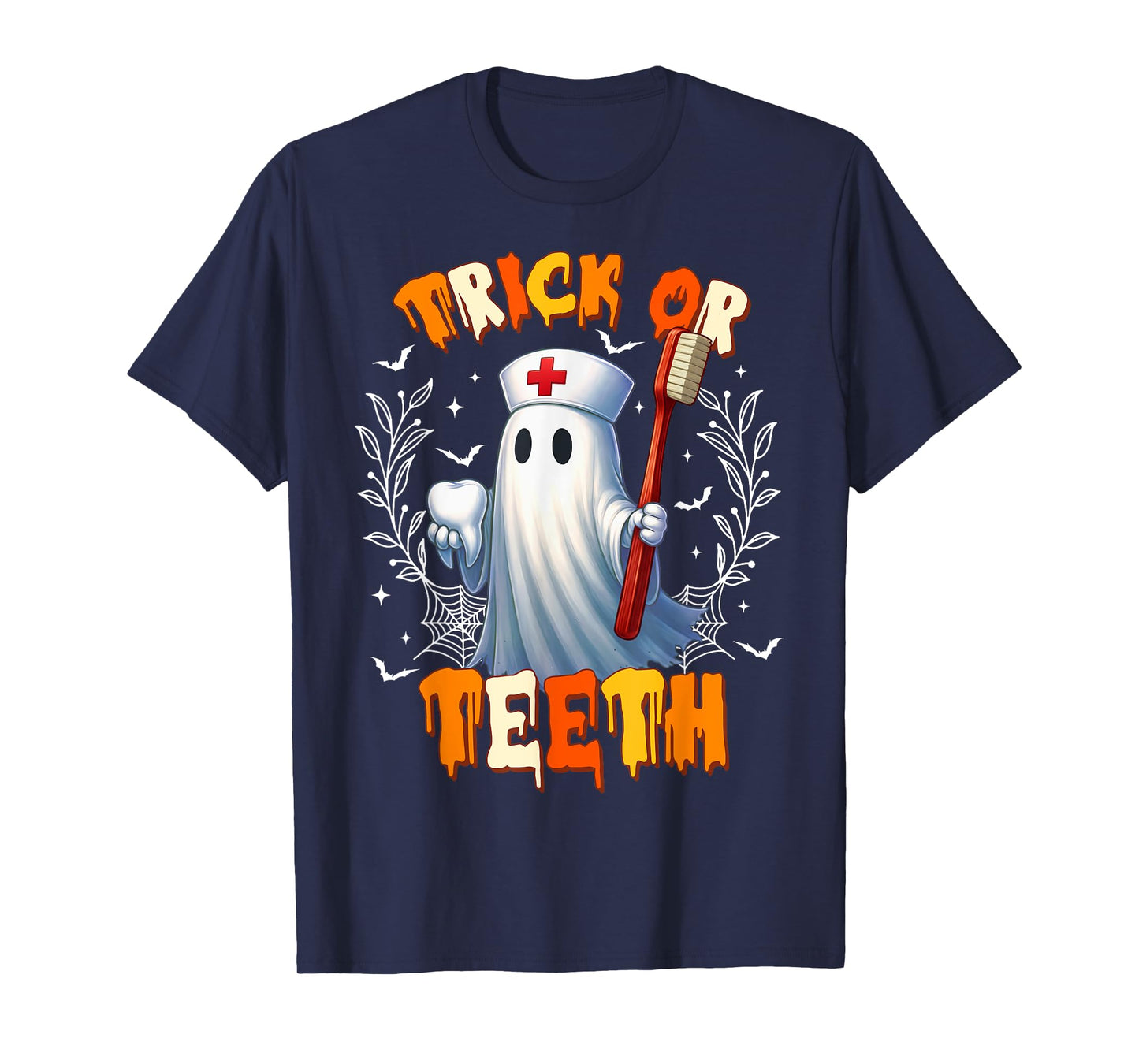 Trick Or Teeth Dental Halloween Ghost Costume Men Women Kids T-Shirt