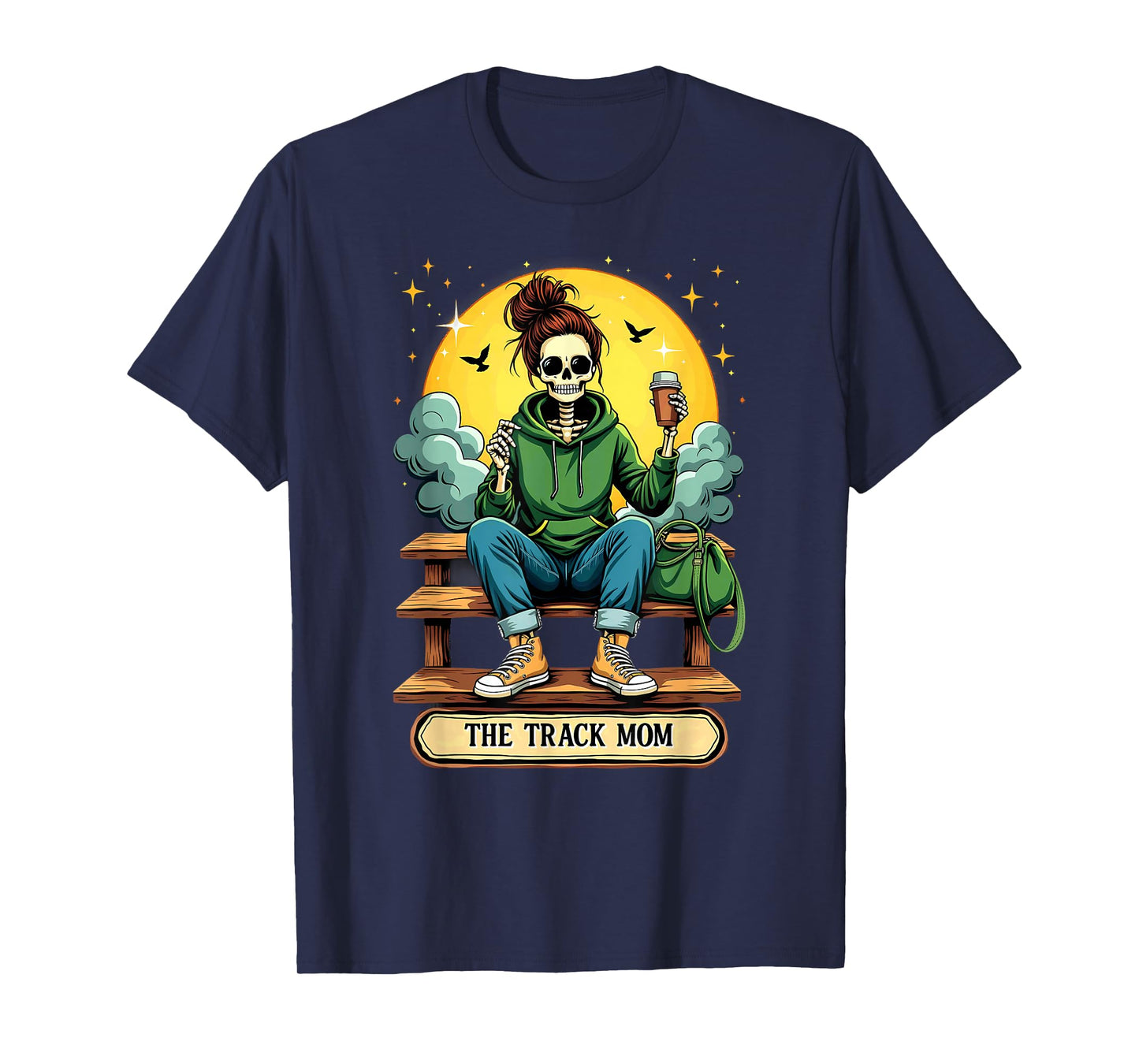 Gothic Tarot Card The Track Mom Skeleton Coffee Runner T-Shirt