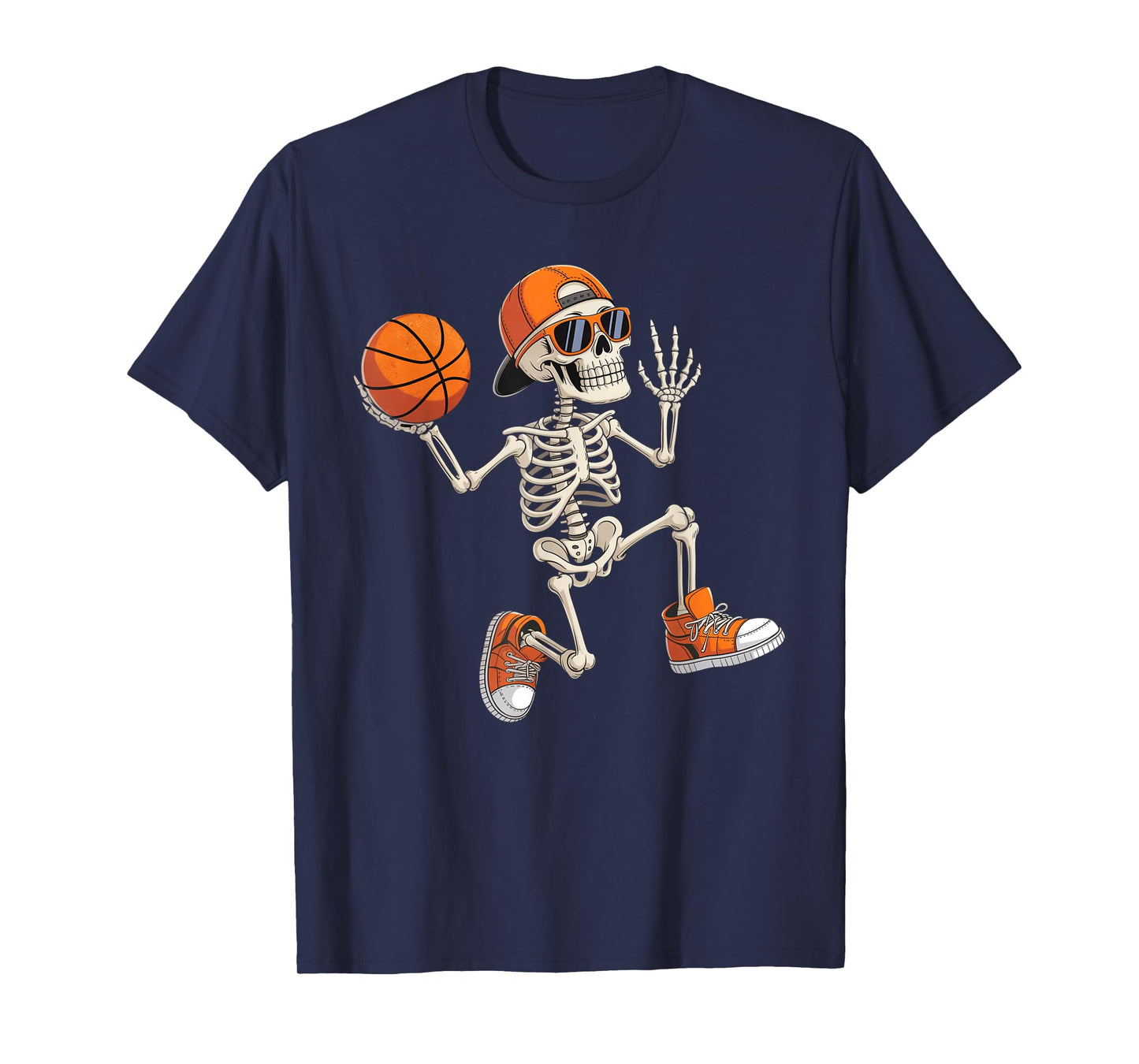 Skeleton Basketball Player Halloween Costume Teens Boys Men T-Shirt