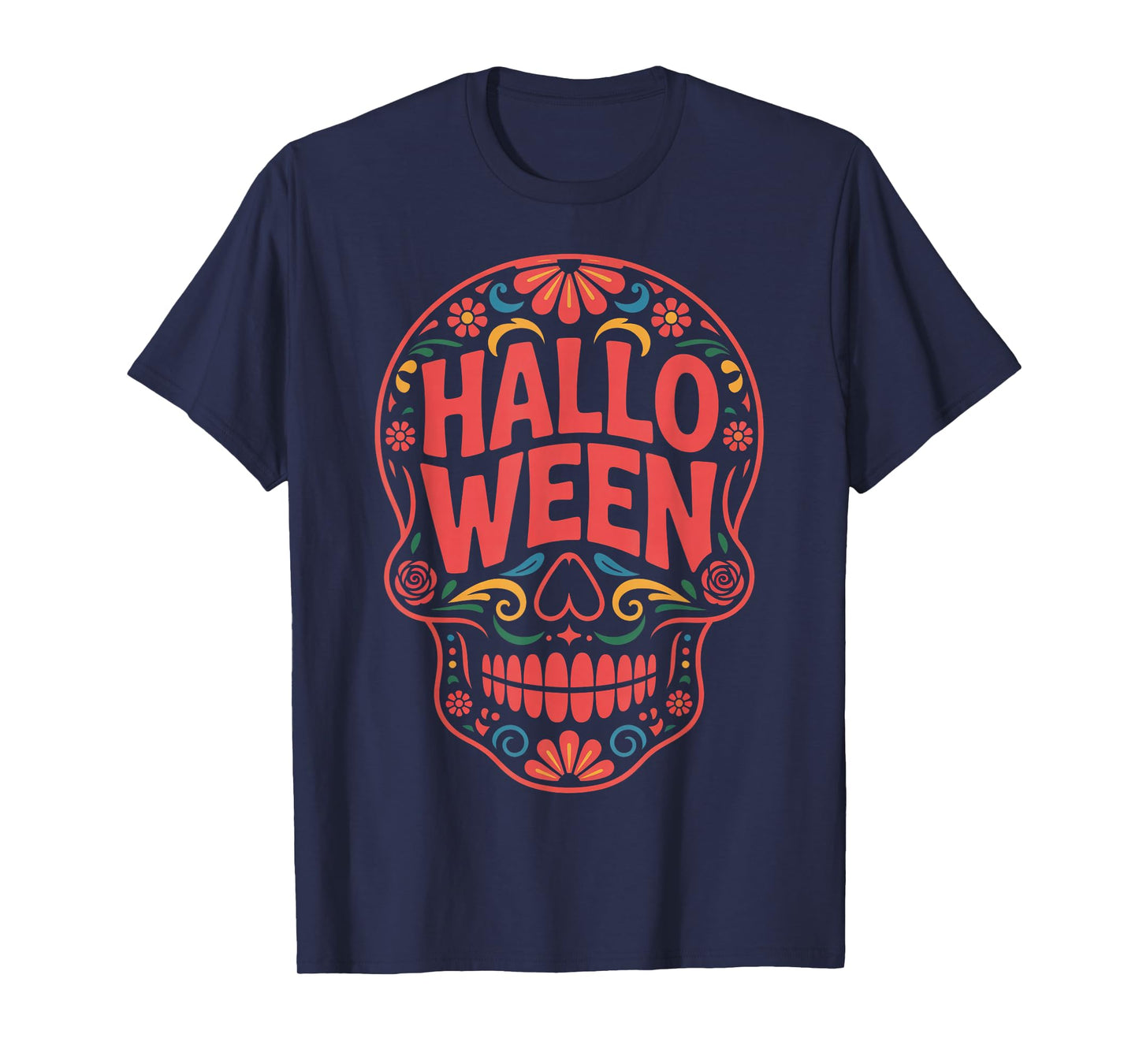 Halloween Costumes Skull Typography Graphic Creepy Spooky T-Shirt