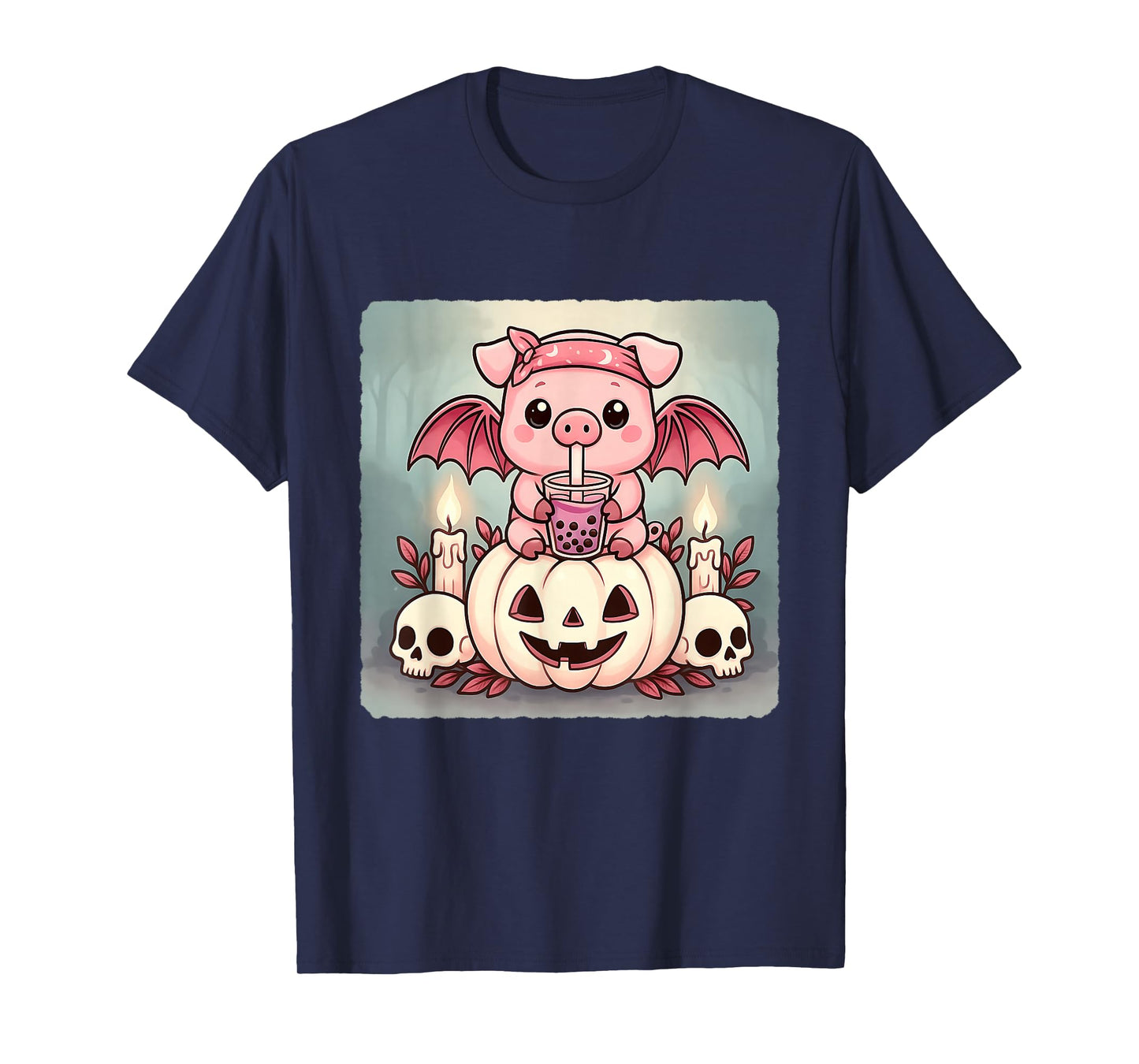 Pig Bat Kawaii Pastel Goth Creepy Cute Skeleton T-Shirt