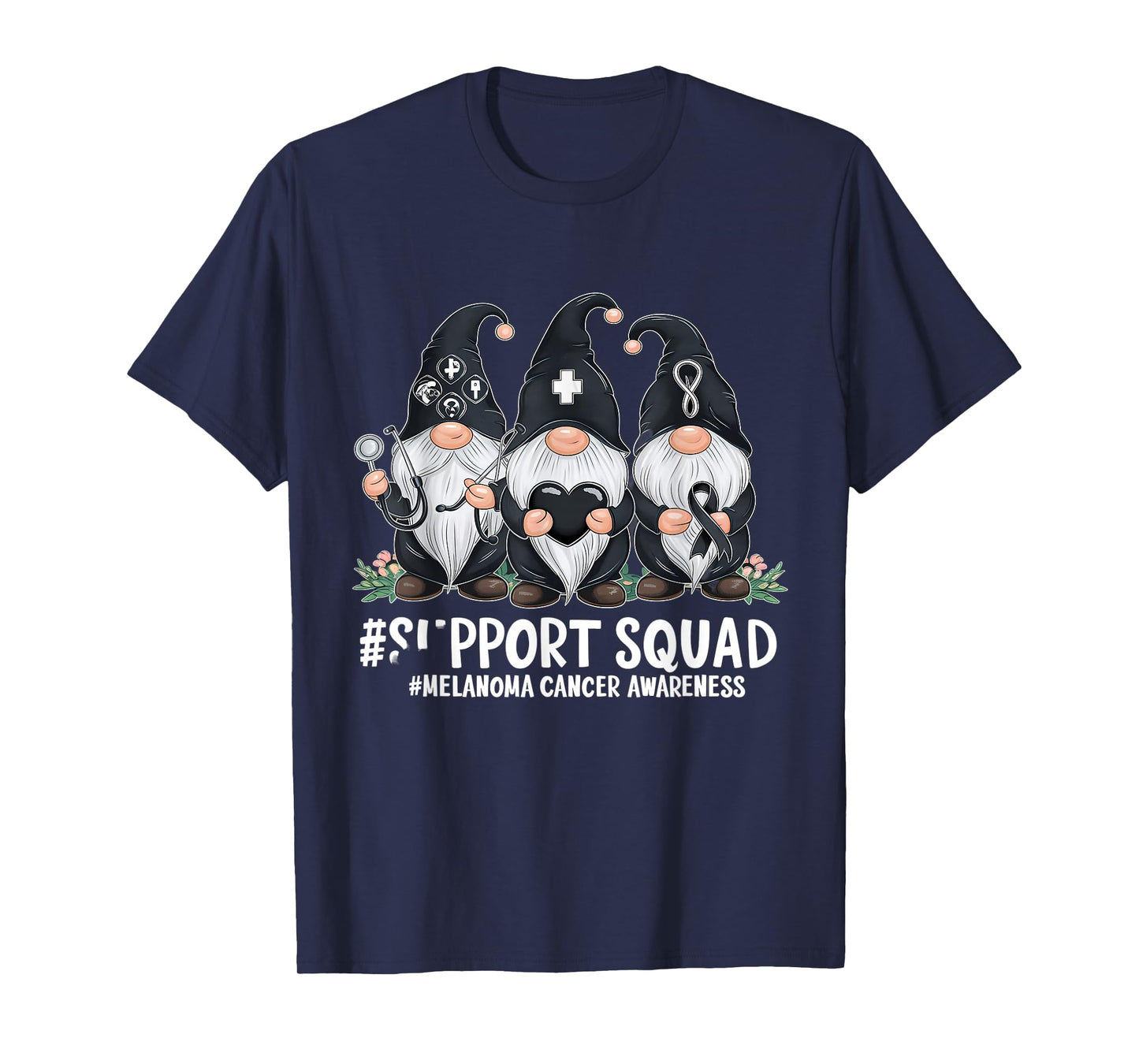 Melanoma Cancer Awareness Gnome Support Squad Skin Cancer T-Shirt