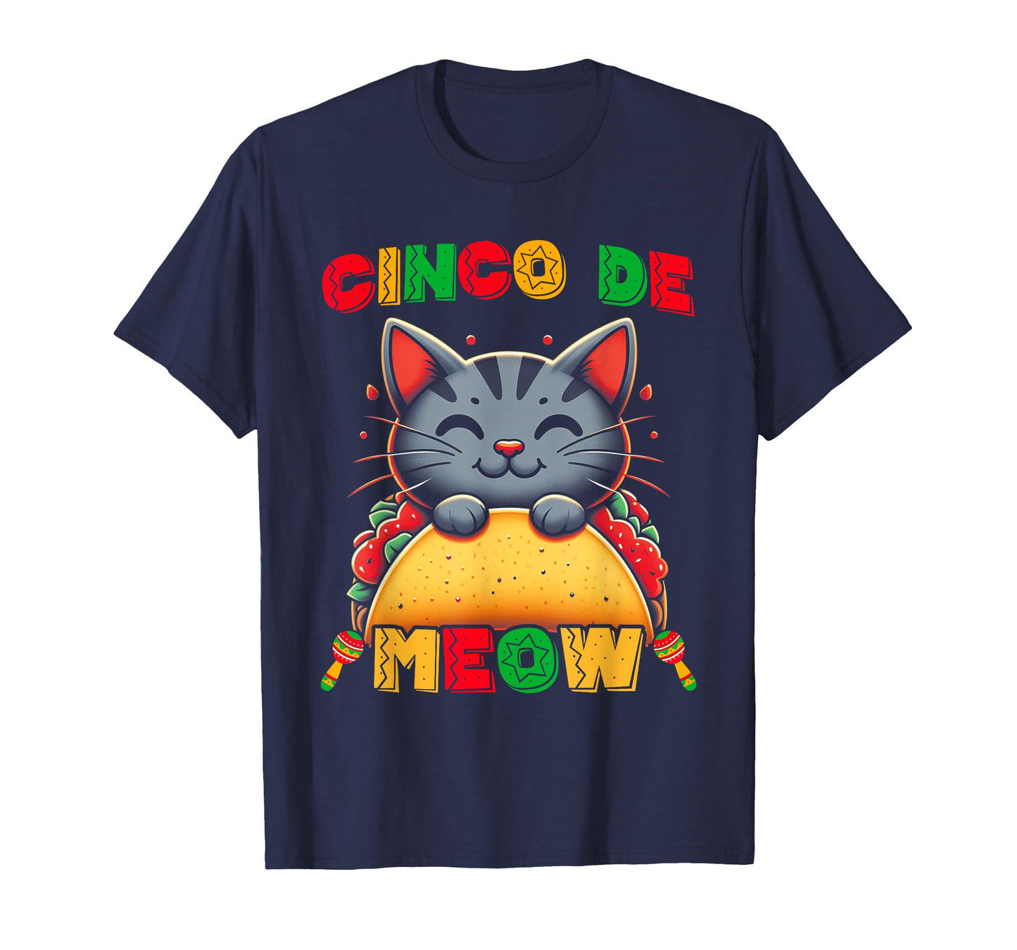 Cinco De Meow Funny Cinco De Mayo Cat Men Women Kids T-Shirt