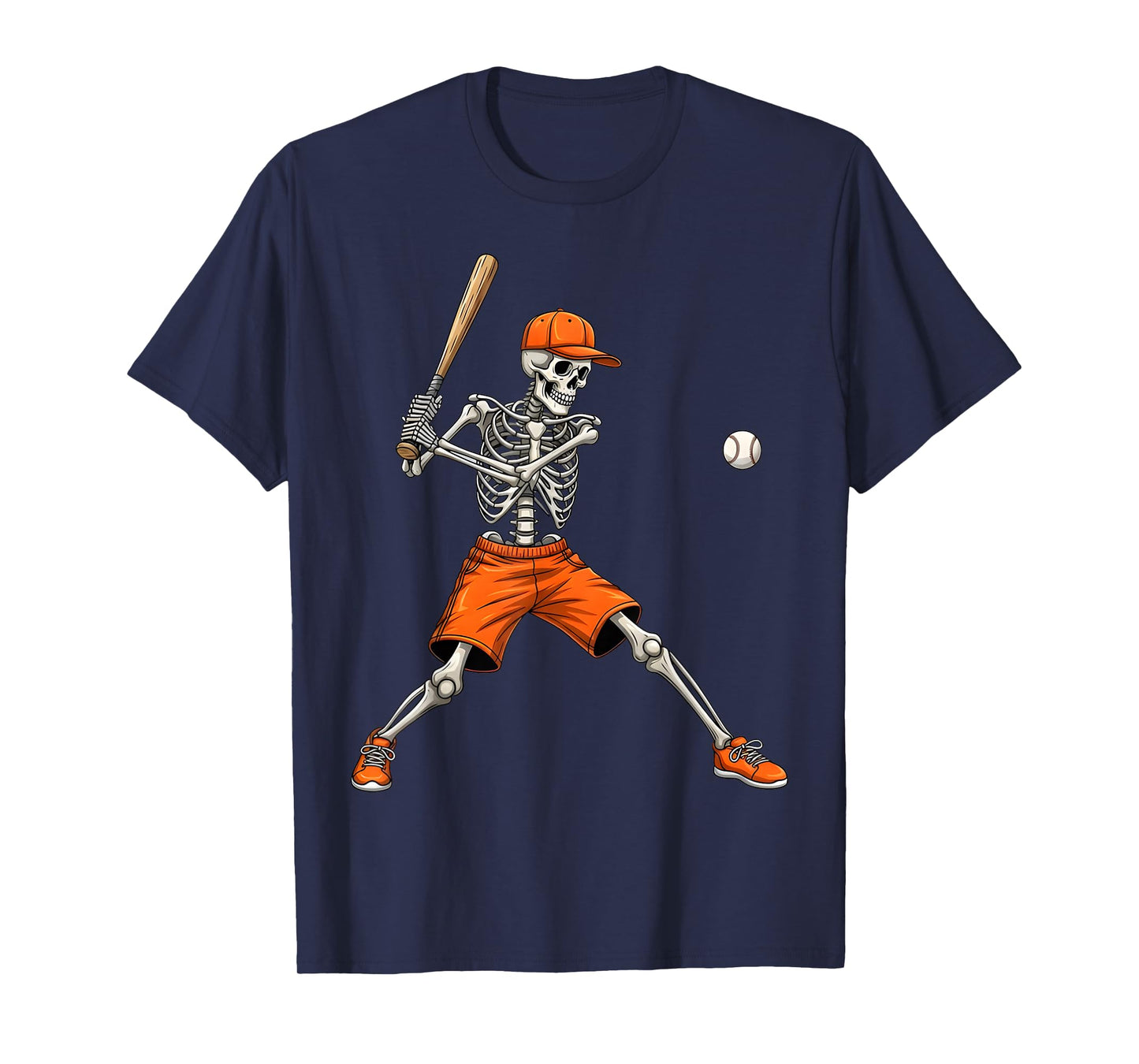 Skeleton Baseball Halloween Costume Funny Men Boys Kids T-Shirt