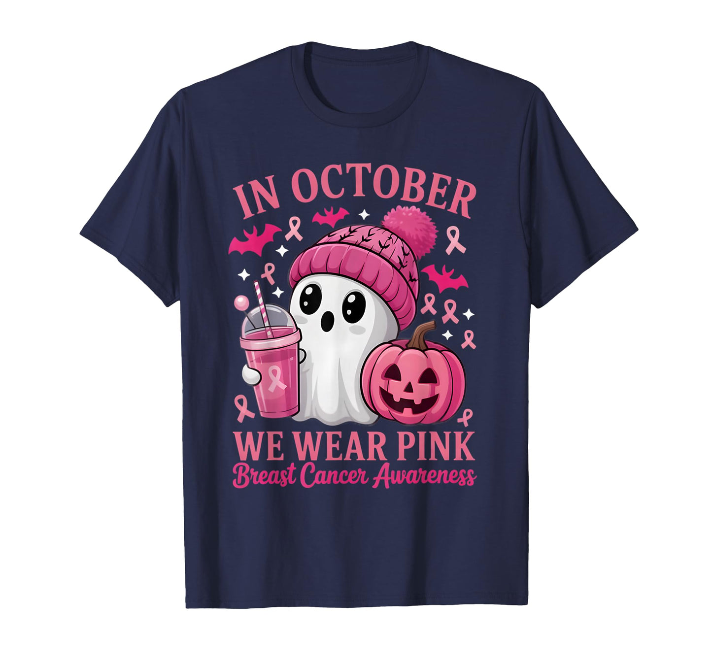 Breast Cancer Halloween Women in October We Wear Pink Gifts T-Shirt