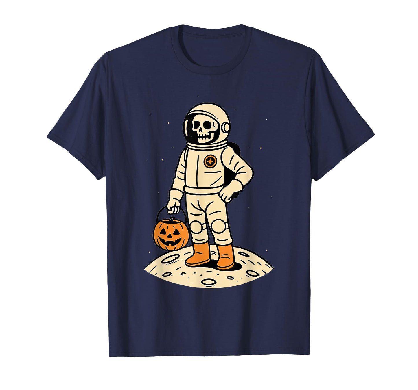 Retro Skeleton Astronaut Outerspace Halloween T-Shirt