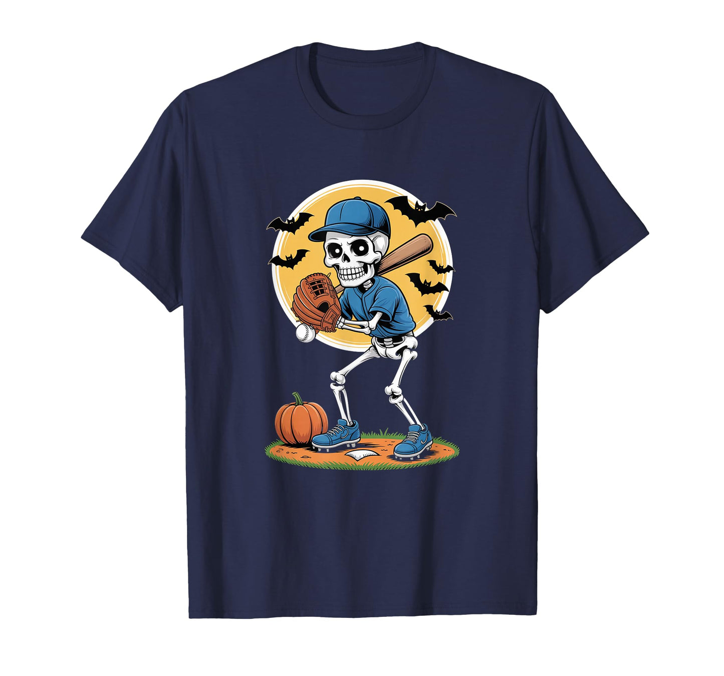 Skeleton Baseball Pitcher Funny Baseball Halloween T-Shirt