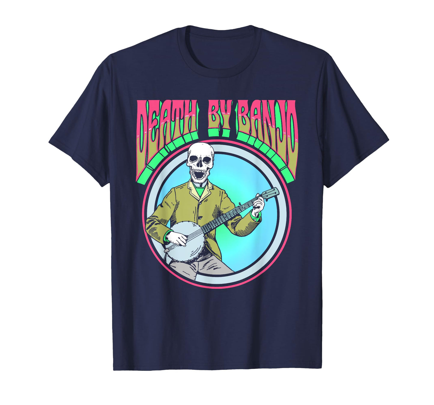 Death By Banjo Vintage Skeleton Bluegrass Folk Psychedelic T-Shirt