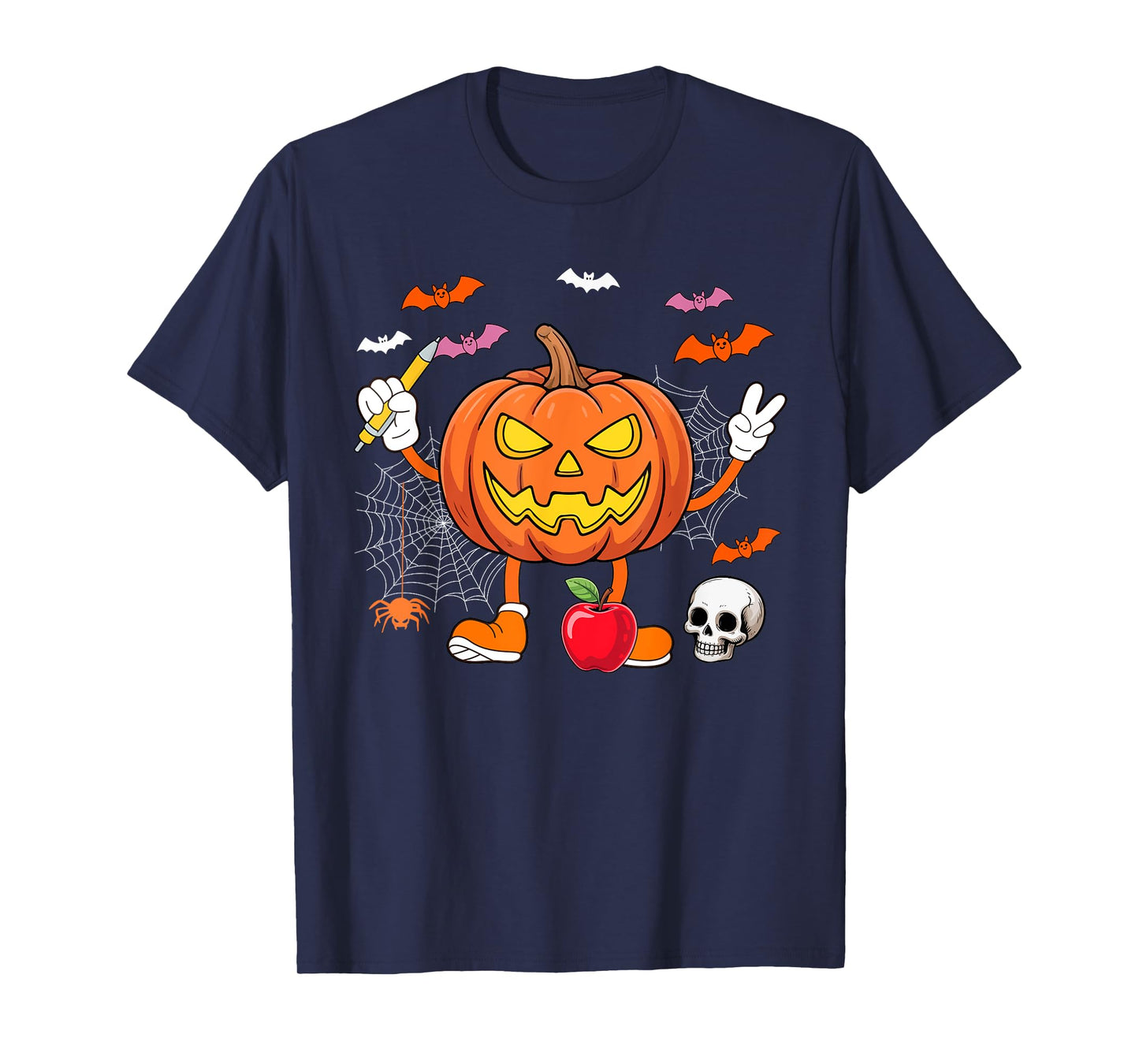 Assistant Teacher Job Horror Carved Pumpkin Halloween Team T-Shirt