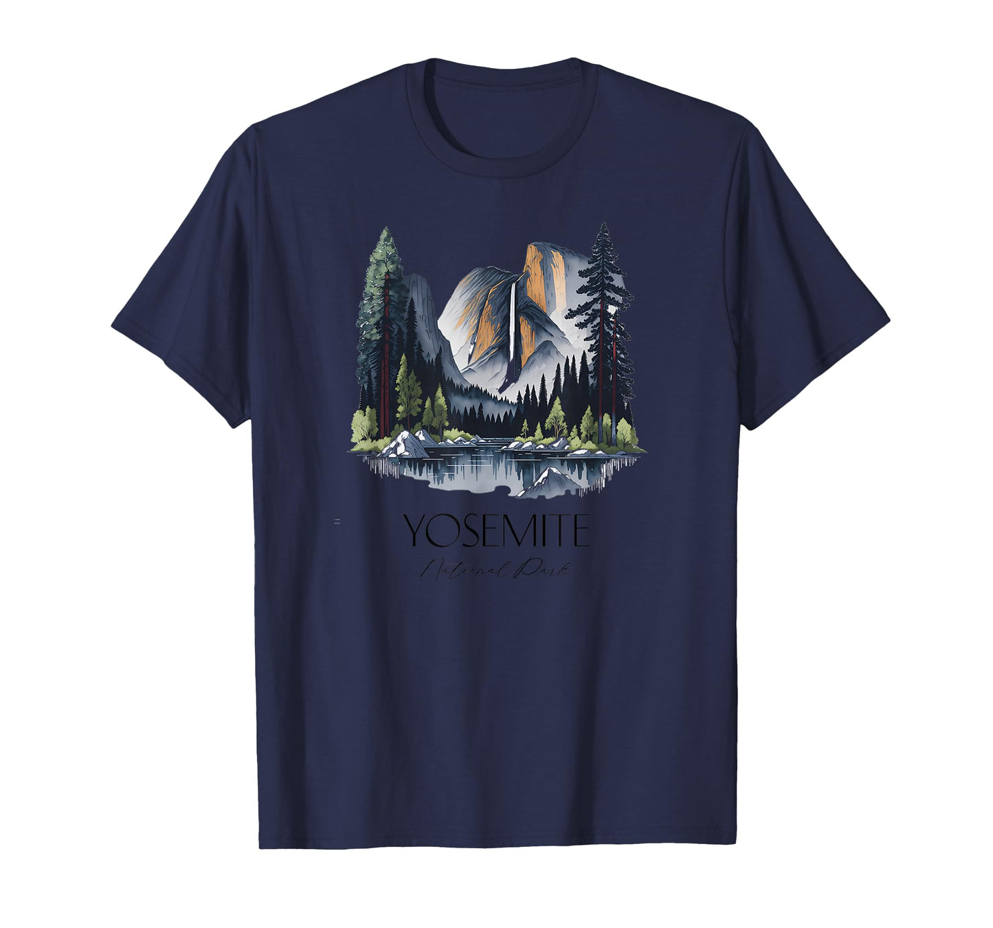 Cool Yosemite National Park Hiking Watercolor Graphic T-Shirt