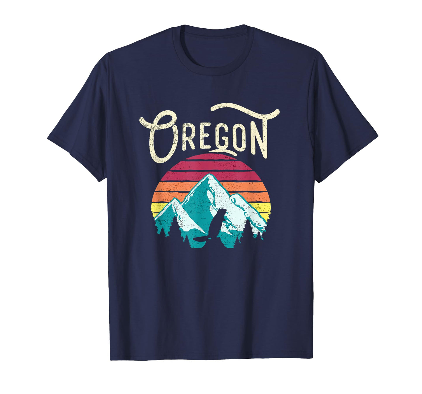 Retro Vintage Oregon OR Mountains Beaver T-Shirt