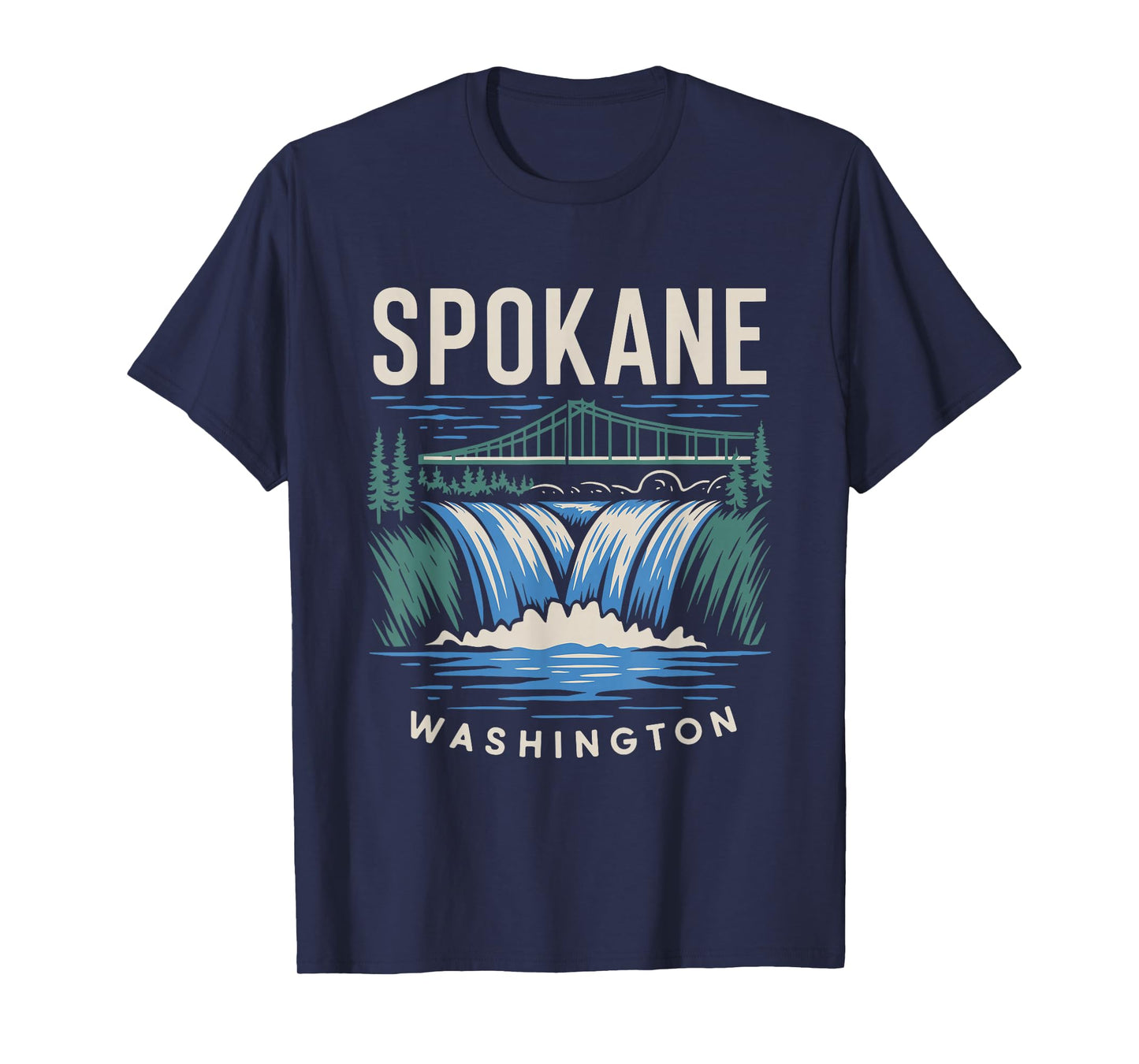 Spokane Washington Waterfall | Vintage Bridge Souvenir T-Shirt