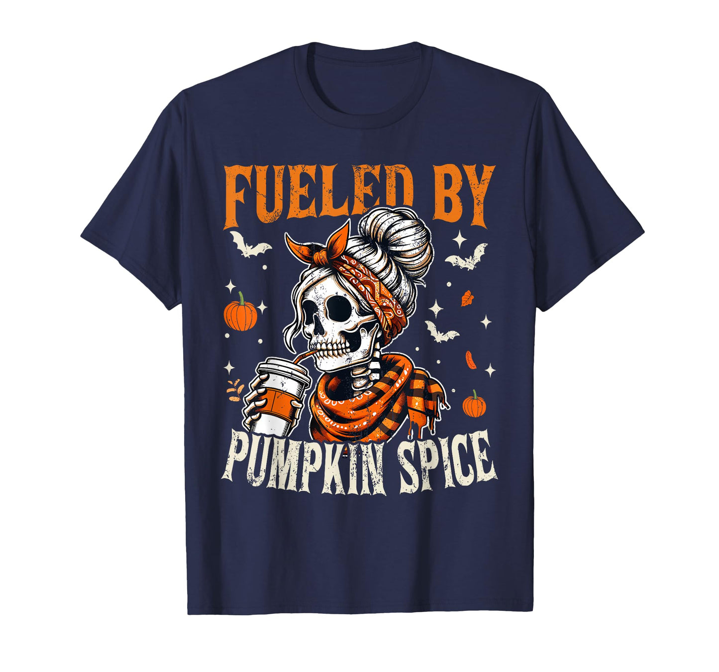 Fueled by Pumpkin Spice Funny Halloween Coffee T-Shirt