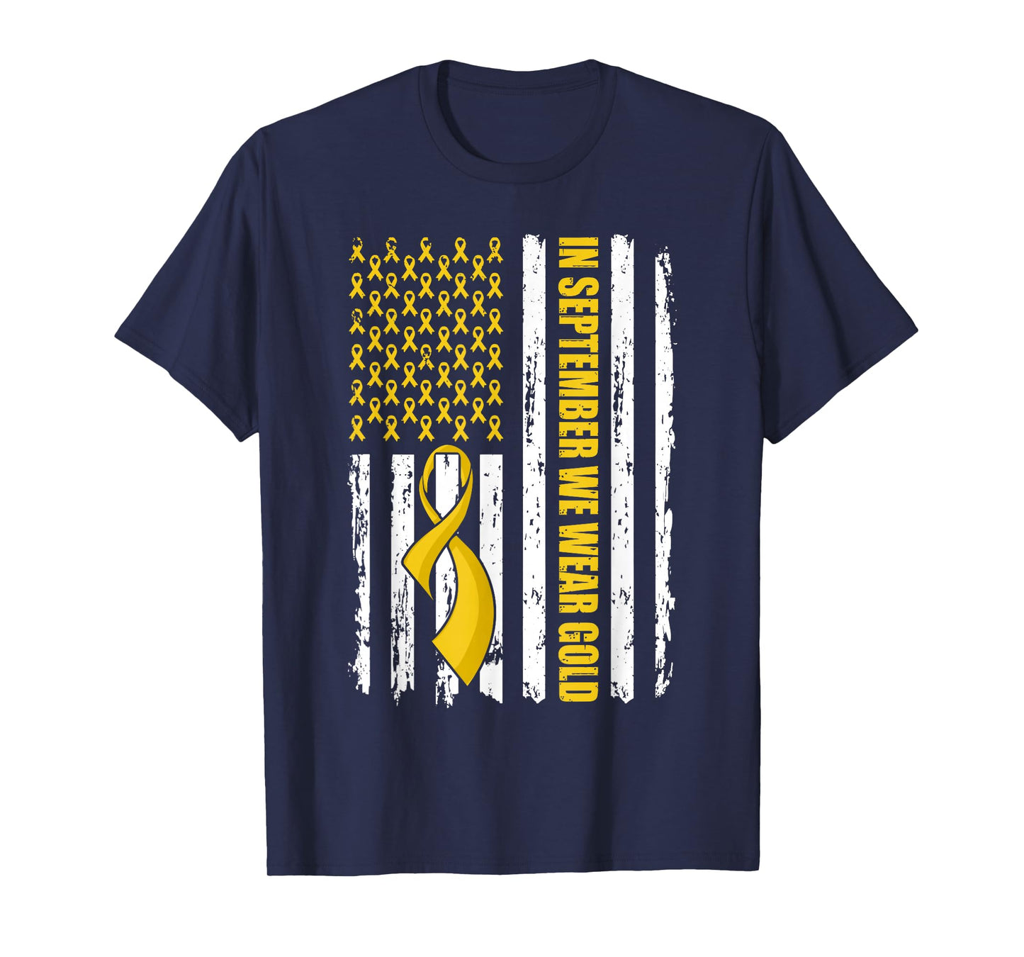 In September We Wear Gold Flag Childhood Cancer Awareness T-Shirt