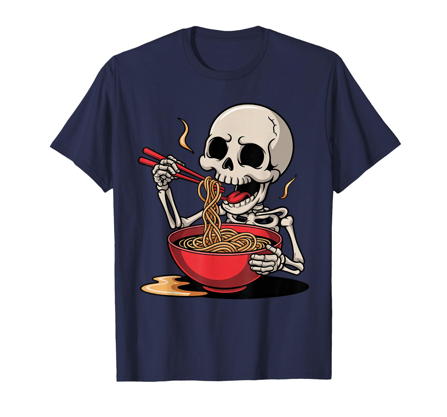 Funny Skeleton Eating Ramen Noodles Cute Costume Halloween T-Shirt