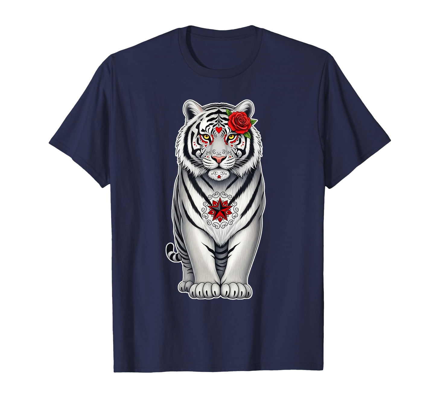 Sugar Skull Tiger Halloween Graphic T-Shirt