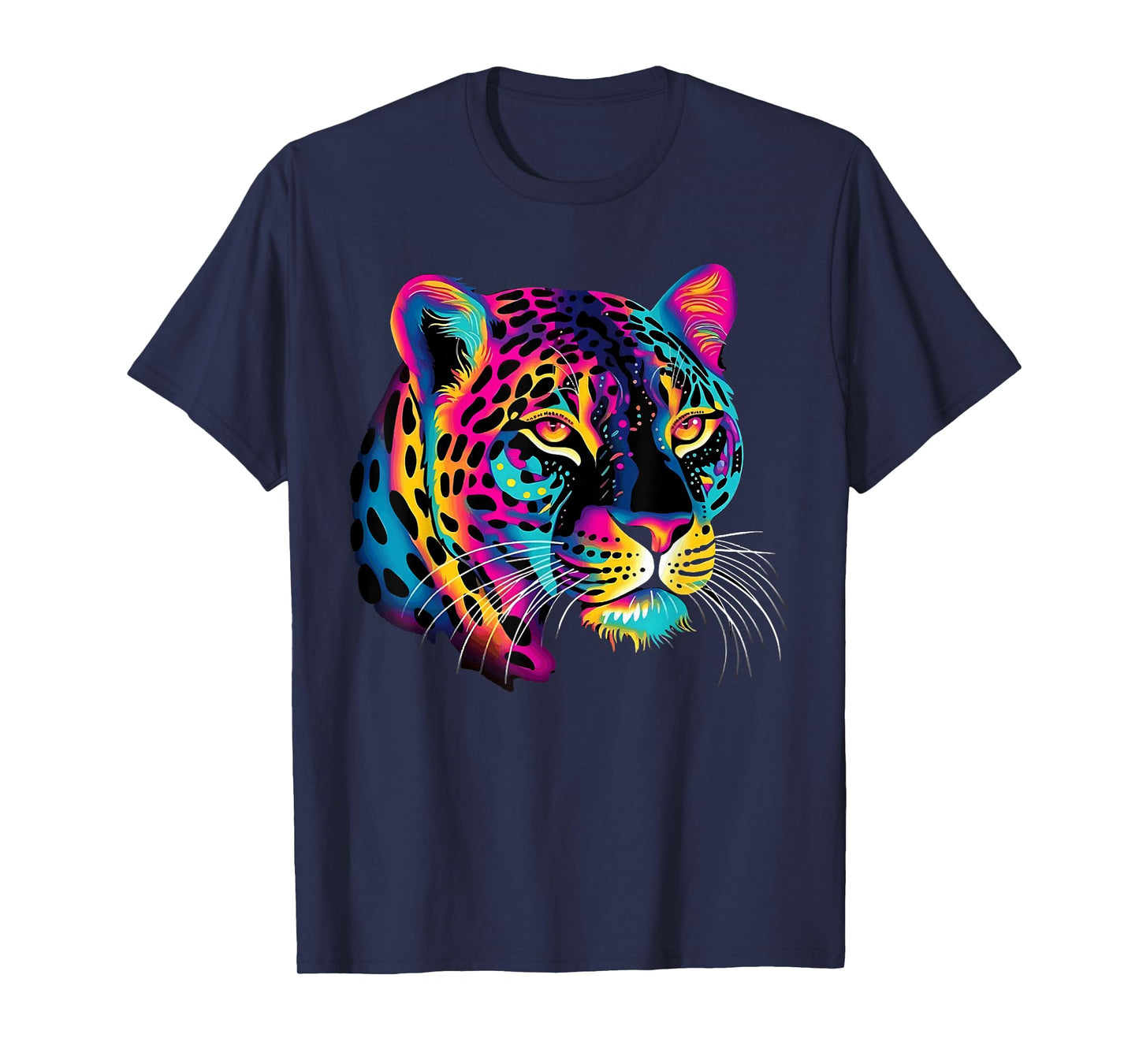 Rainbow Colorful Jaguar Big Cat Lover Print Graphic Design T-Shirt