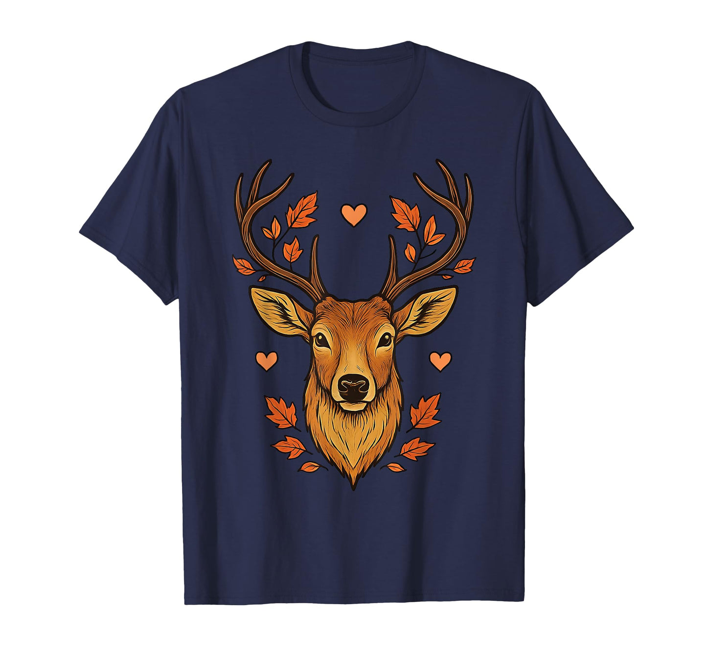 Cool Fall Floral Whitetail Deer Graphic T-Shirt