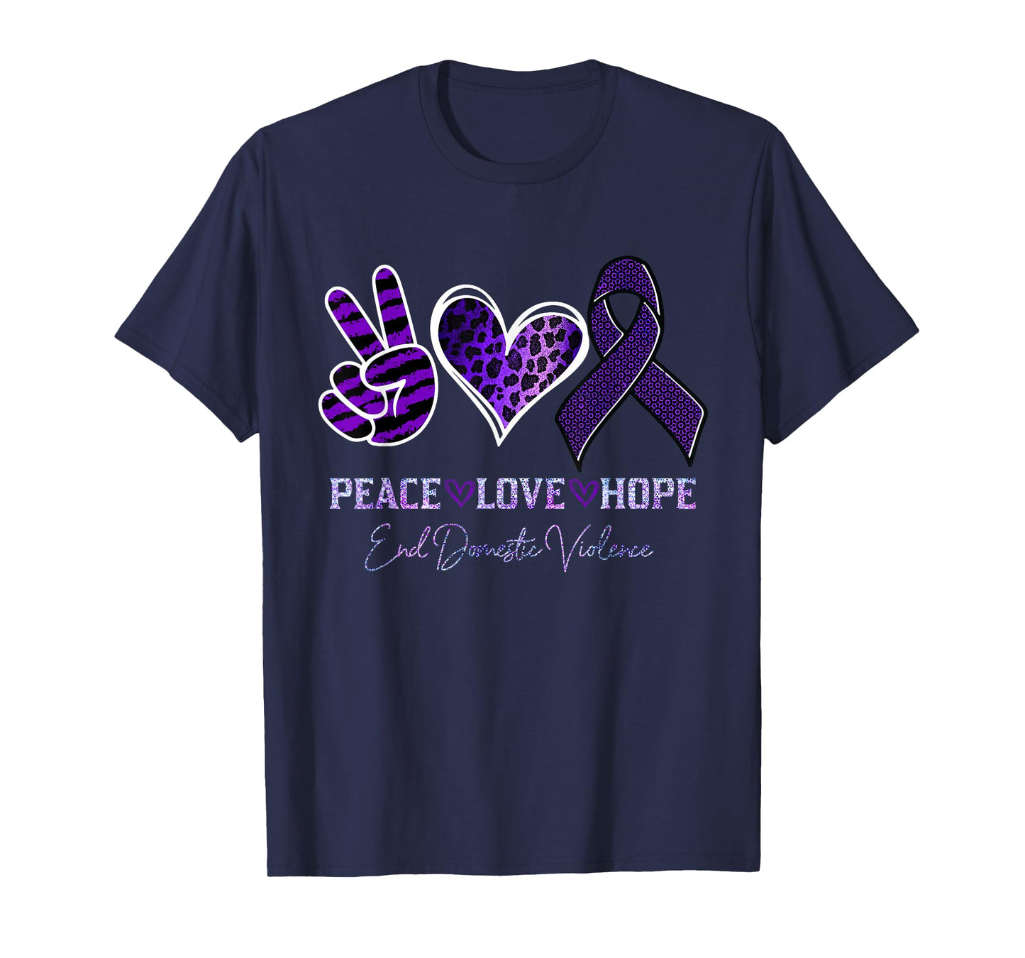 Peace Love Hope Leopard End Domestic Violence Awareness T-Shirt