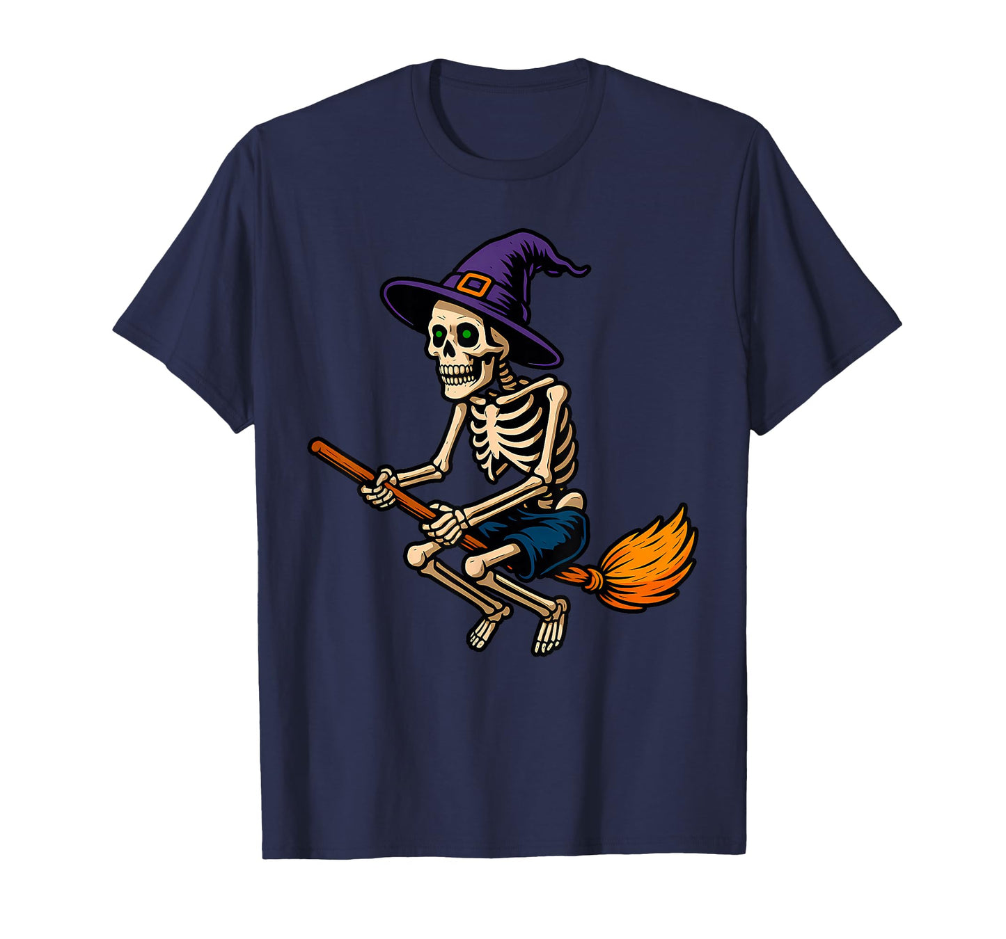 Skeleton Witch Riding Broom Halloween I Can Drive A Stick T-Shirt