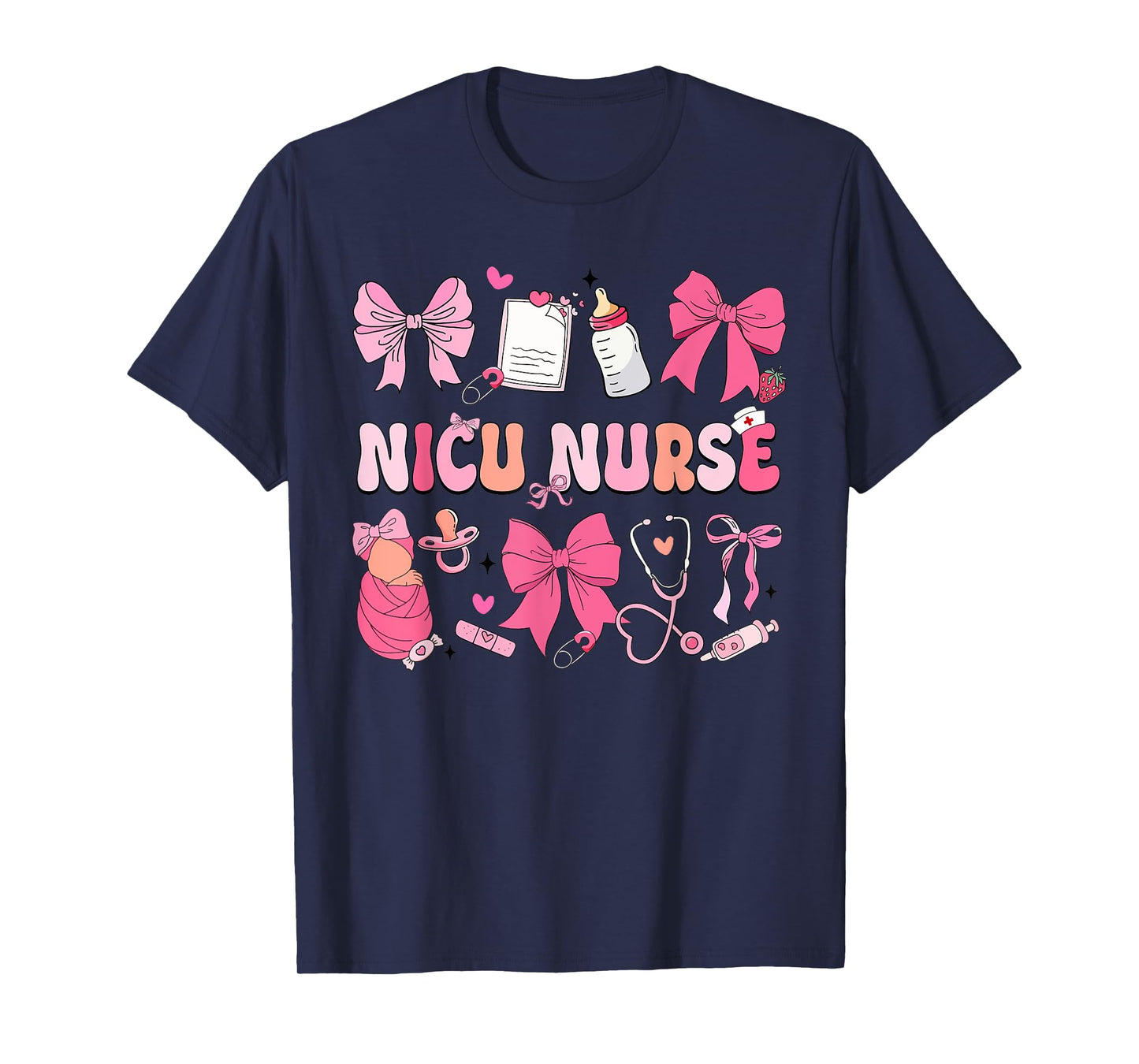 Nicu Nurse Neonatal Intensive Care Unit Coquette Bow T-Shirt