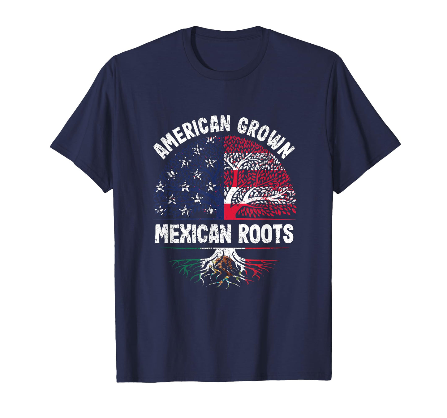 American Grown Mexican Roots USA Mexico Flag Heritage Pride T-Shirt