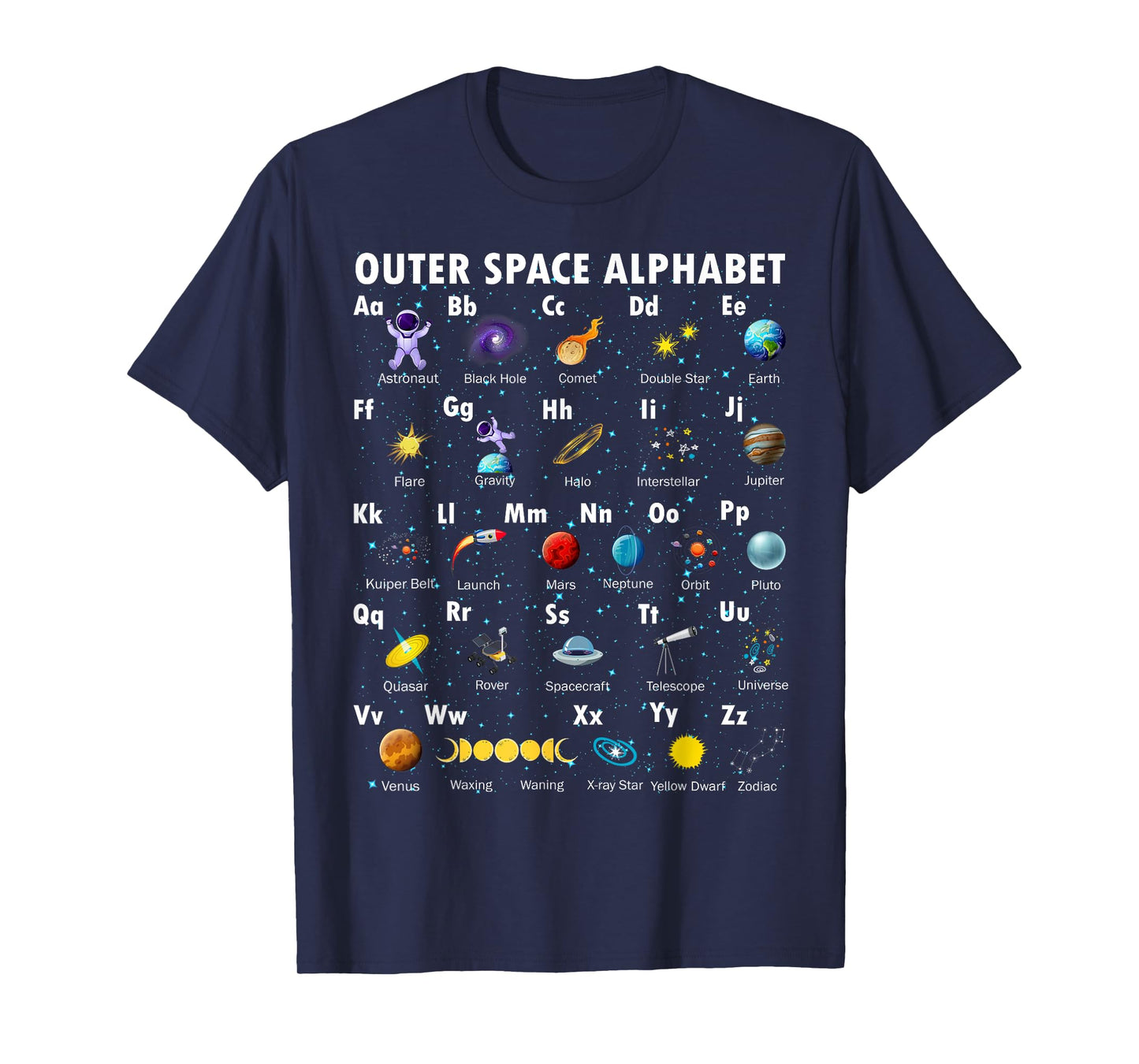 Outer Space Alphabet Kindergarten Teachers 1st Day Of School T-Shirt