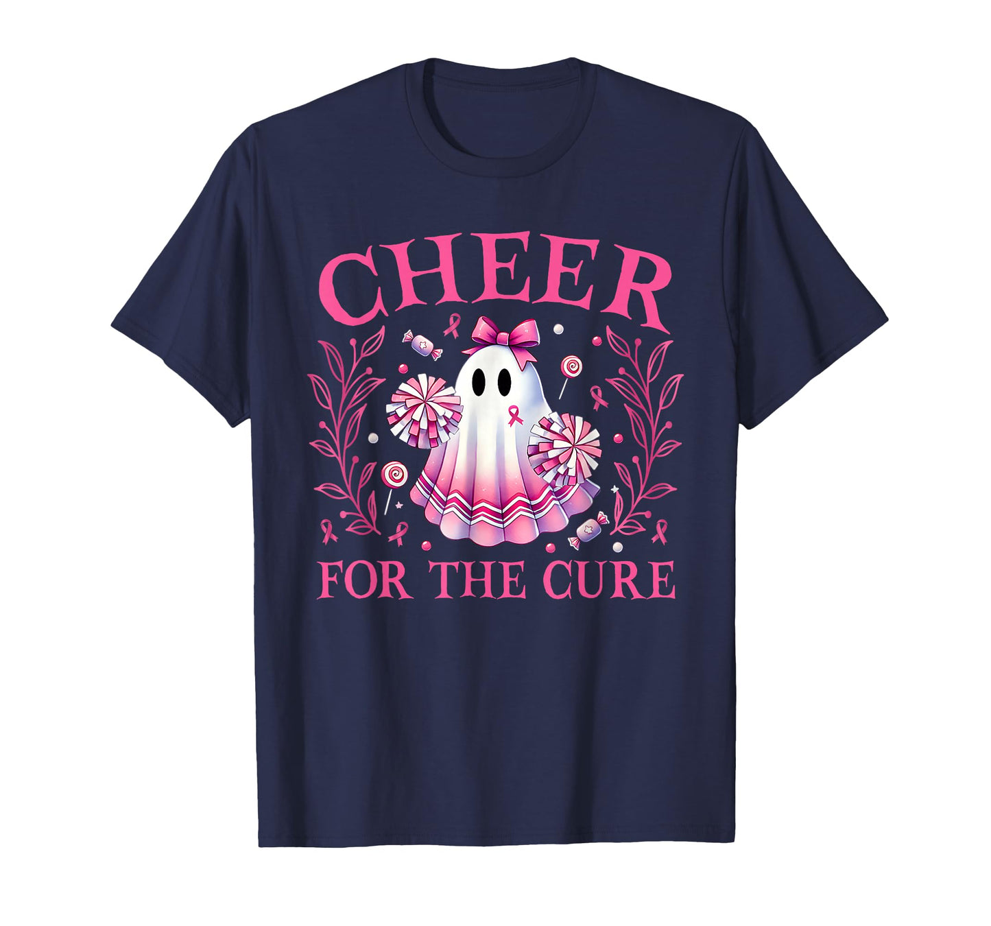 Cheer for Cure Breast Cancer Awareness Cheerleader Womens T-Shirt