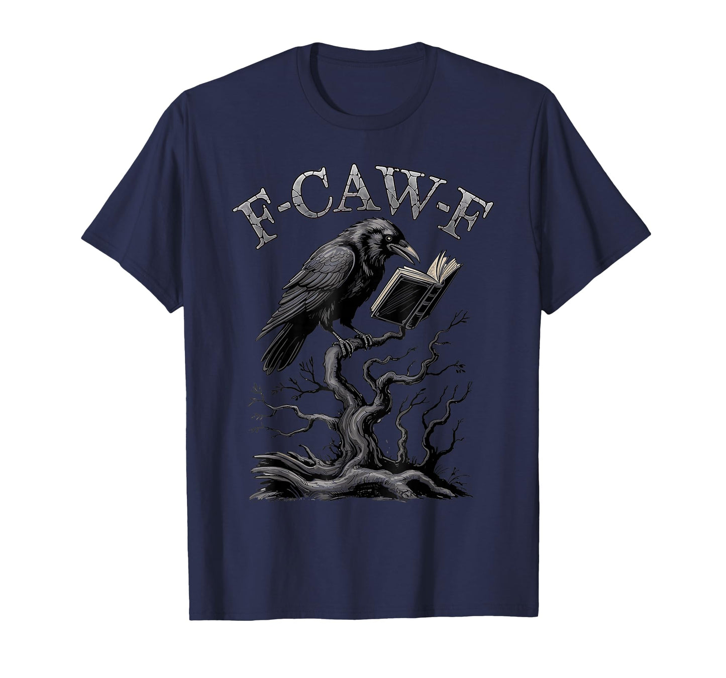 Crow Reading Book F-Caw-F Crow Meme Raven Men Women T-Shirt