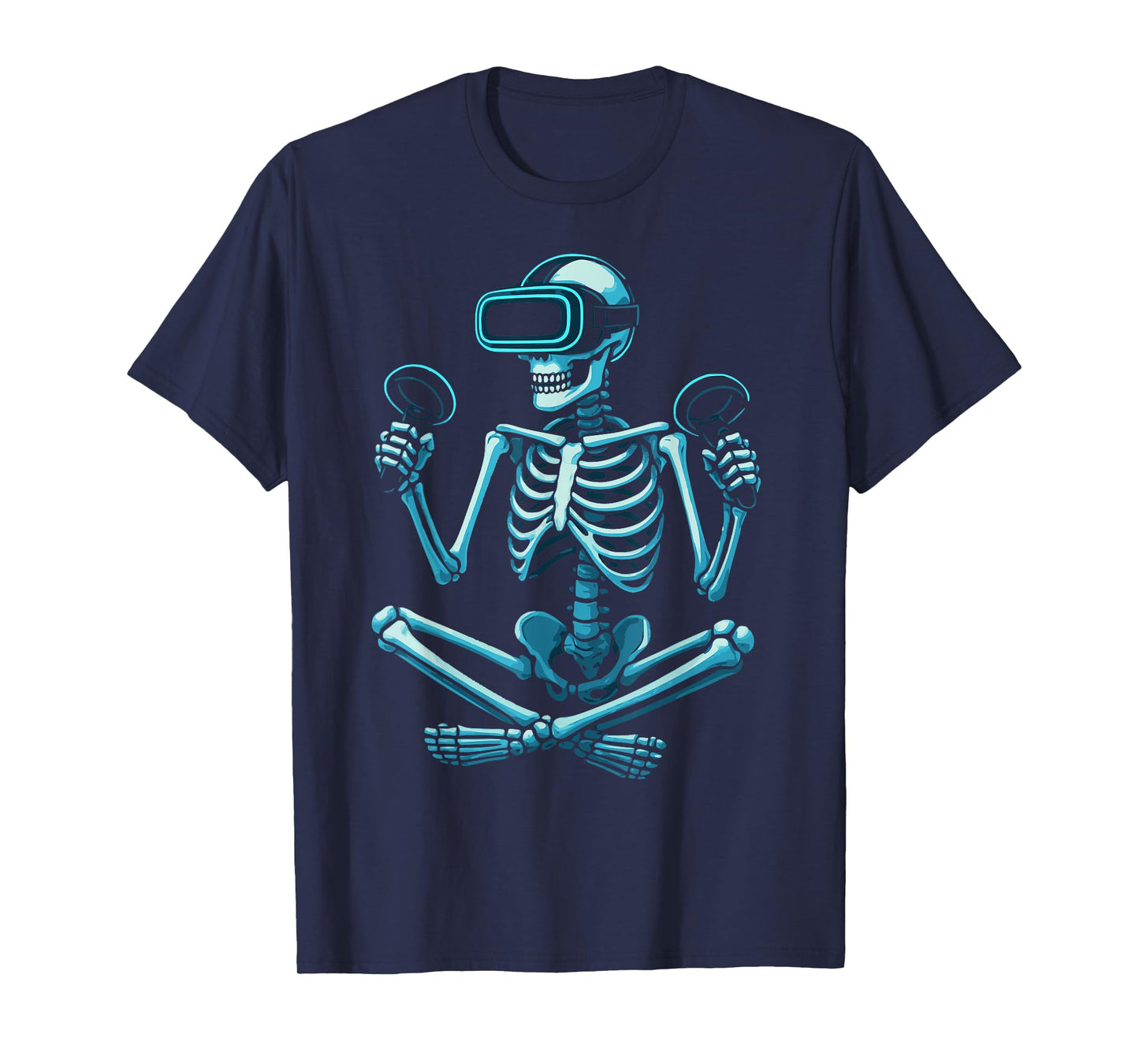Skeleton Gamer VR Headset Funny Halloween Gaming T-Shirt