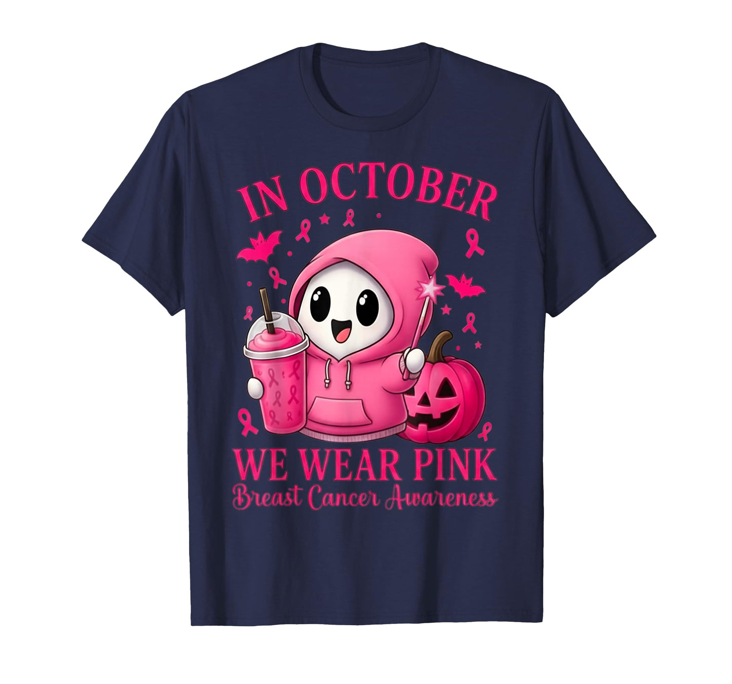 Breast Cancer Halloween Women in October We Wear Pink T-Shirt