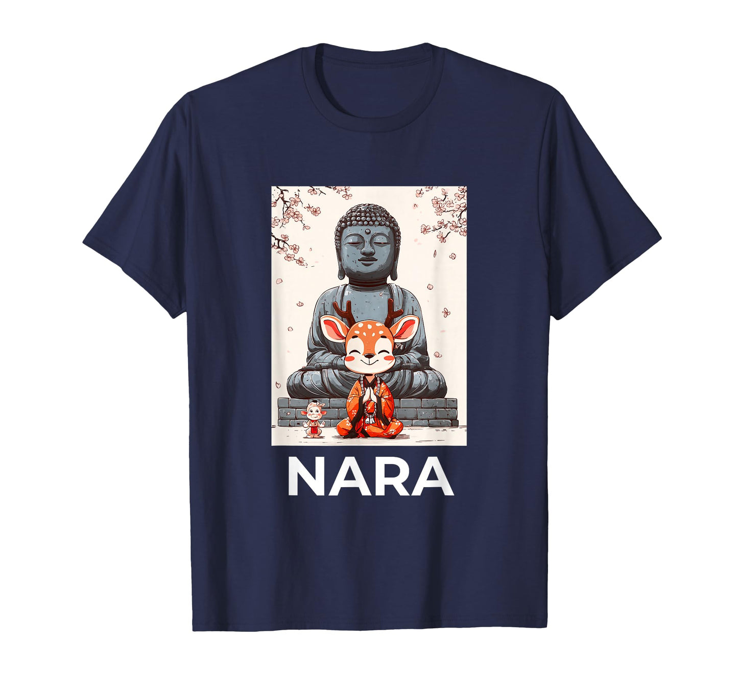 Cute Deer Meditating in Front of The Great Buddha in Nara T-Shirt