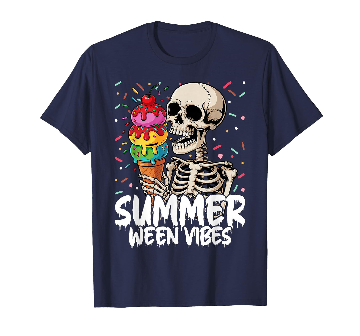 Summerween Summer Halloween Funny Skeleton Ice Cream Party M T-Shirt